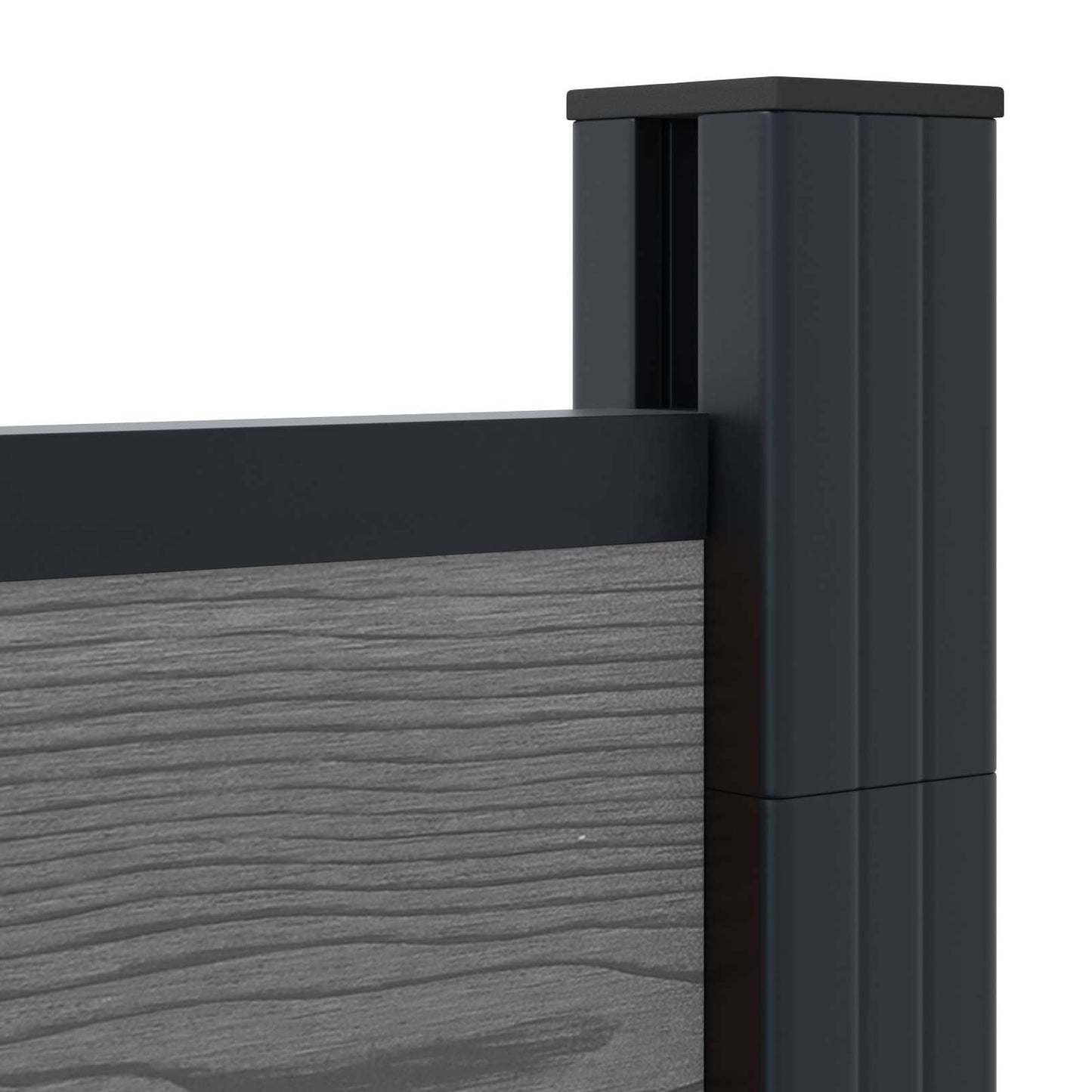 Fence Panel 3 pcs WPC and Aluminium Grey