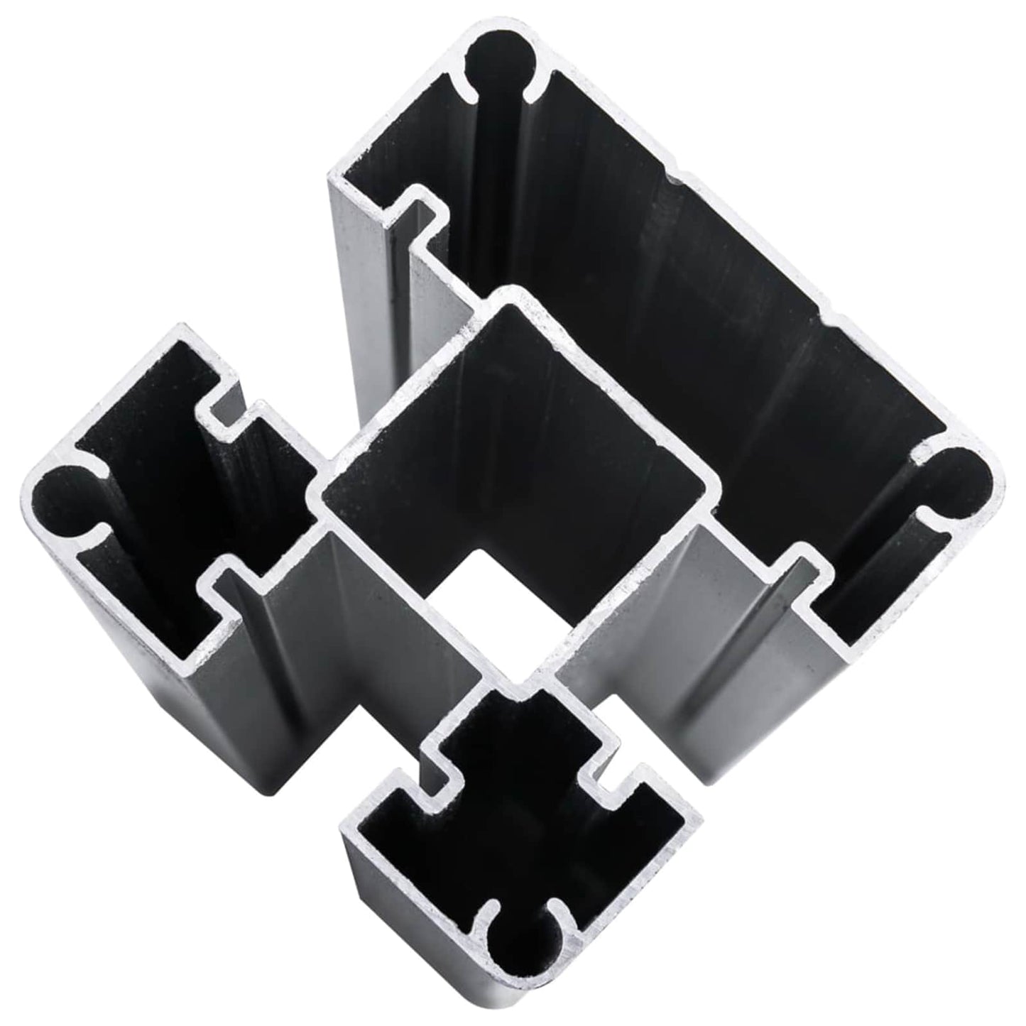 Fence Panel 3 pcs WPC and Aluminium Grey