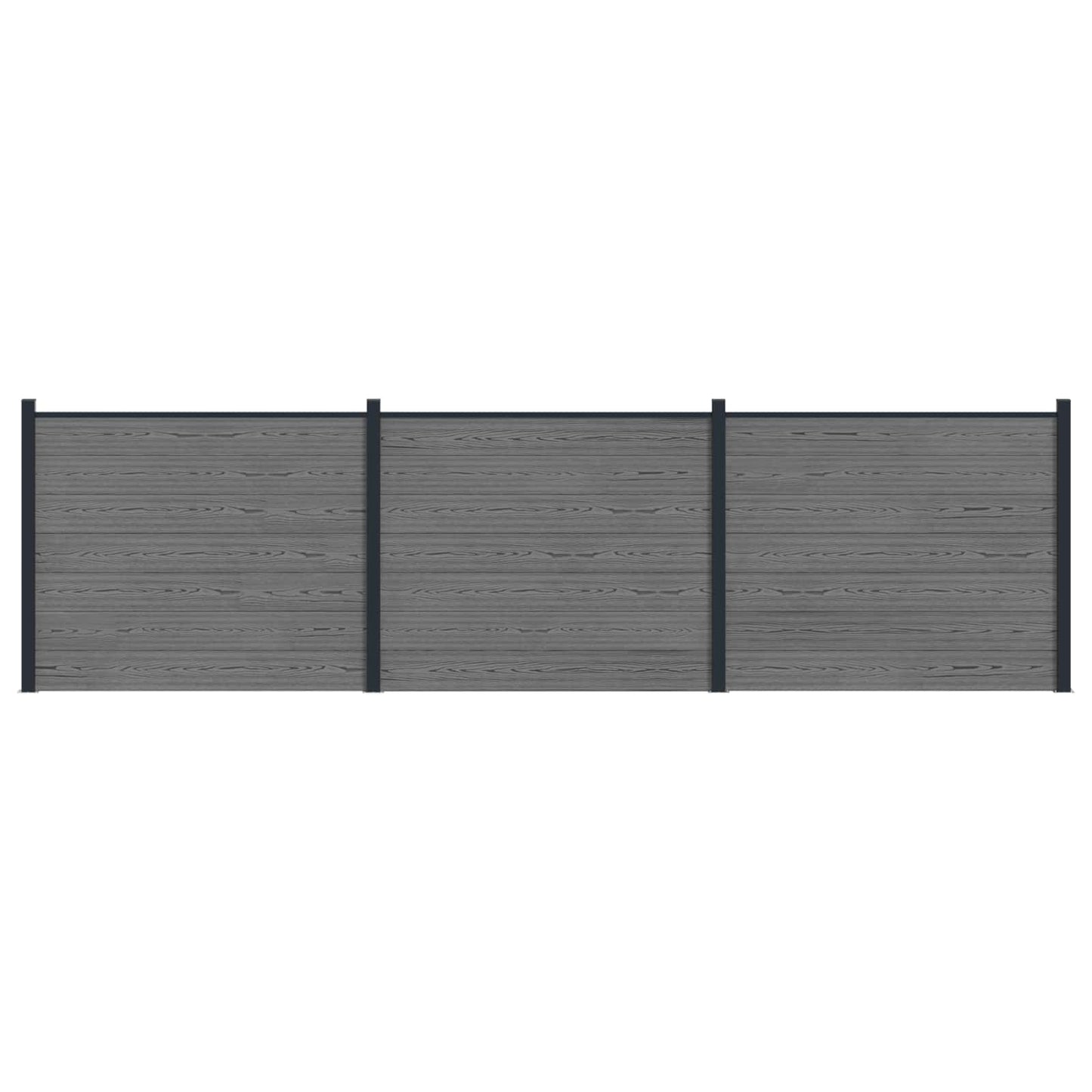 Fence Panel 3 pcs WPC and Aluminium Grey