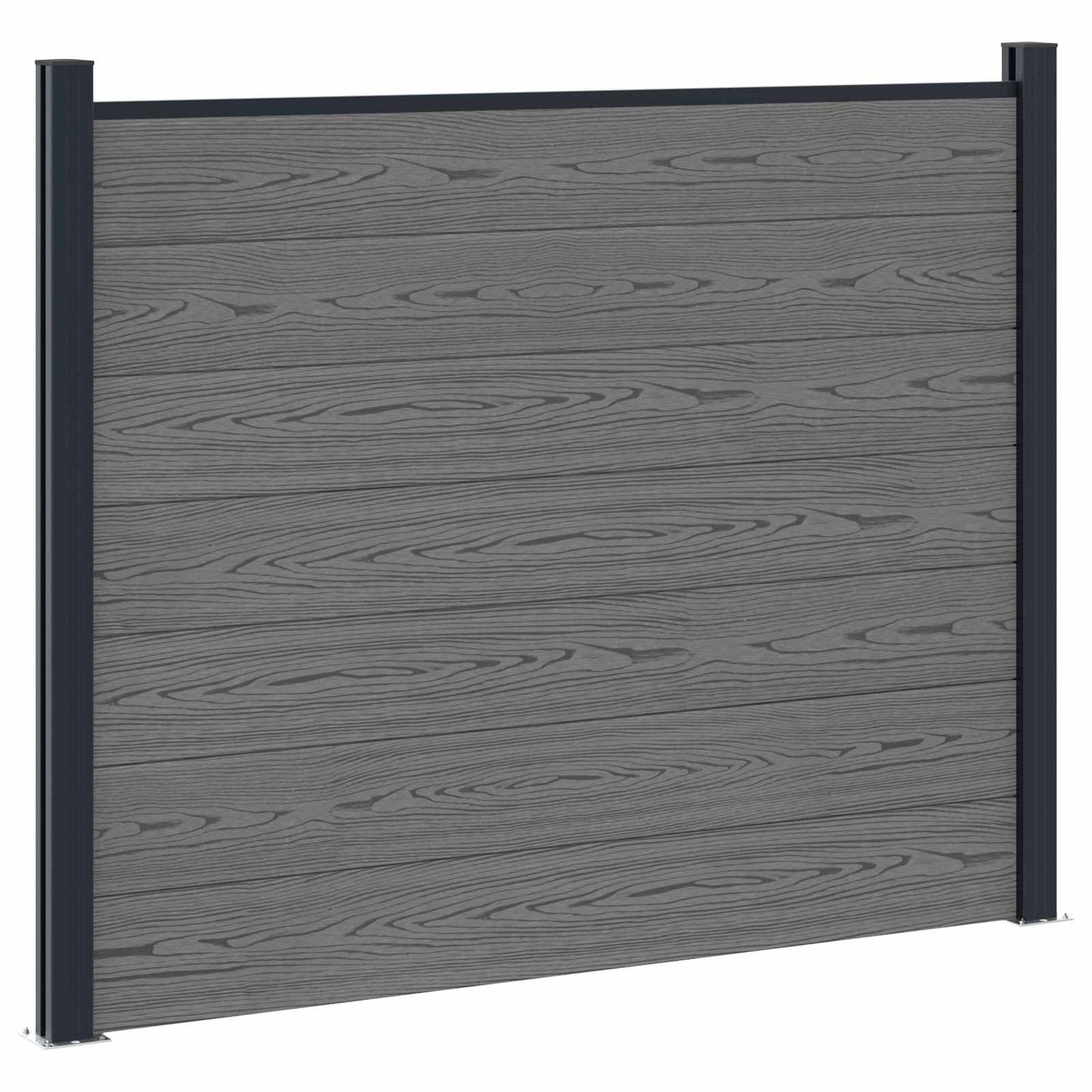 Fence Panel 3 pcs WPC and Aluminium Grey