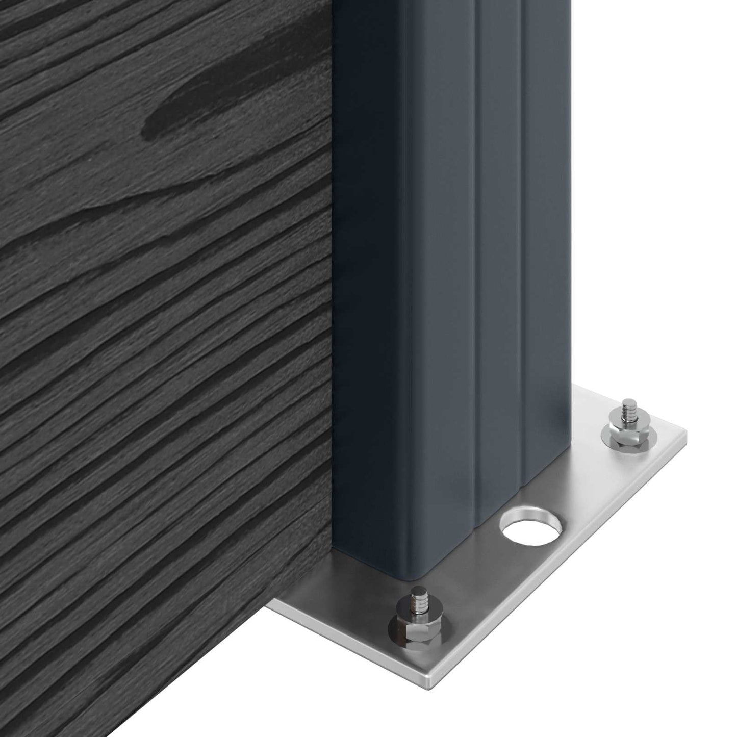 Fence Panel 2 pcs WPC and Aluminium Black
