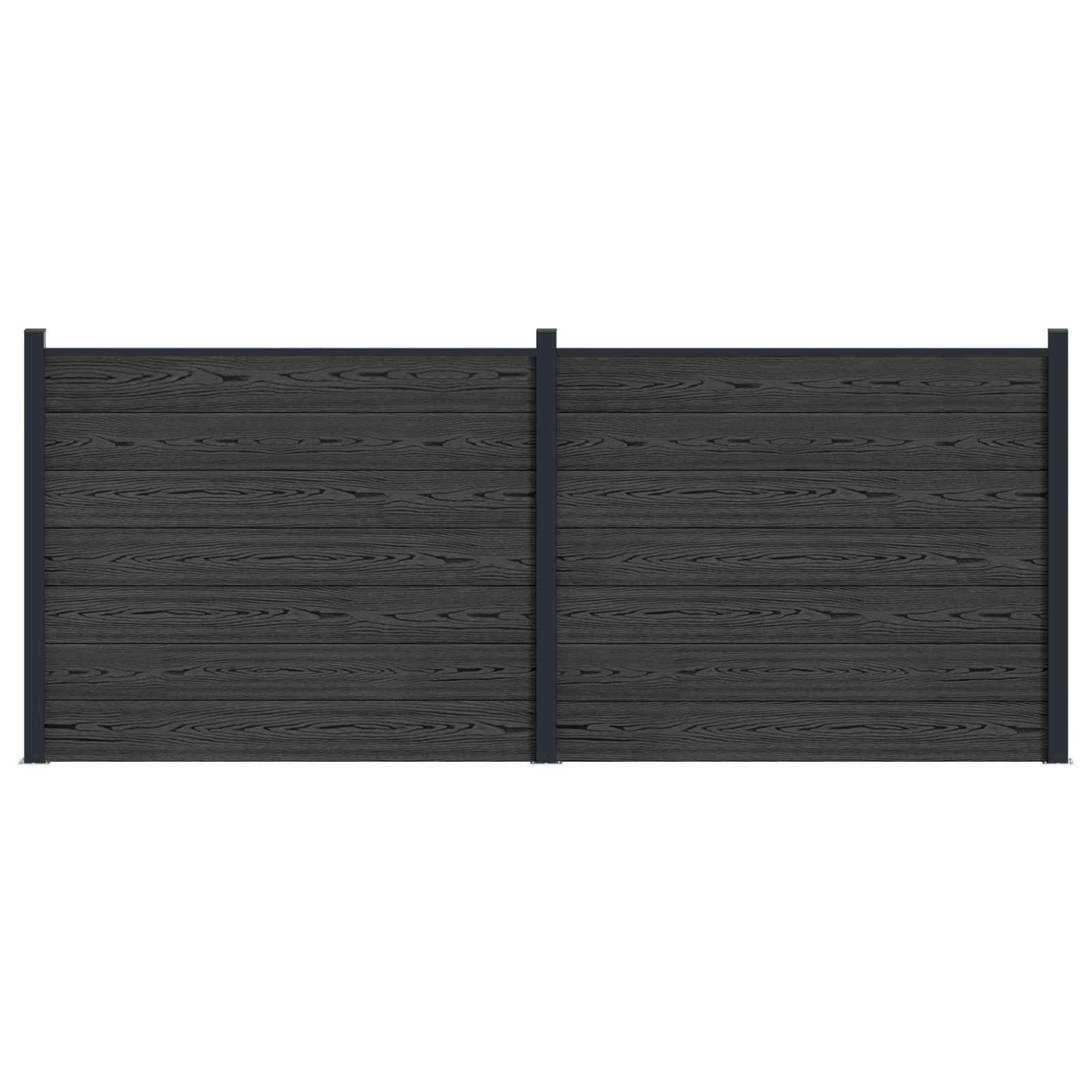 Fence Panel 2 pcs WPC and Aluminium Black