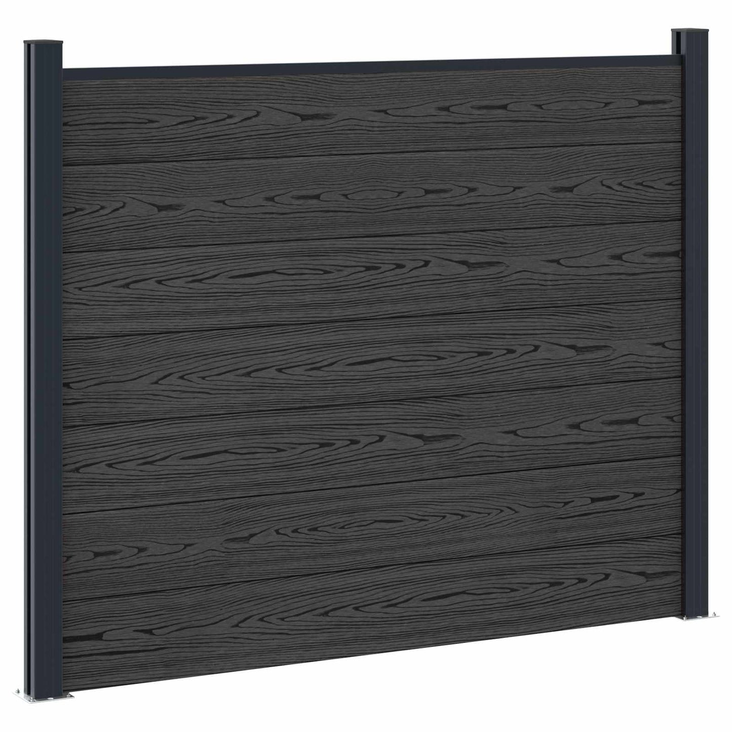 Fence Panel 2 pcs WPC and Aluminium Black