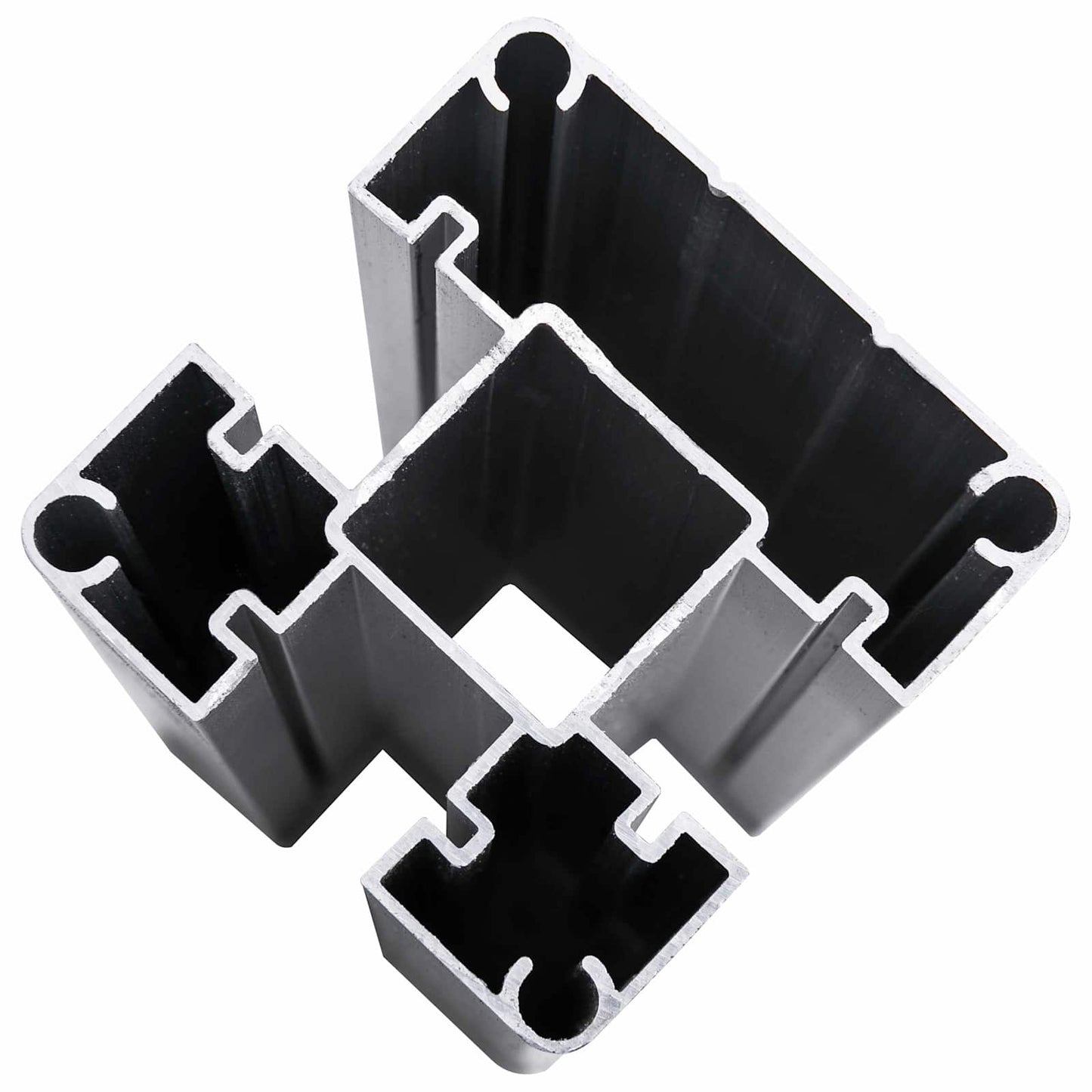 Fence Panel 3 pcs WPC and Aluminium Black