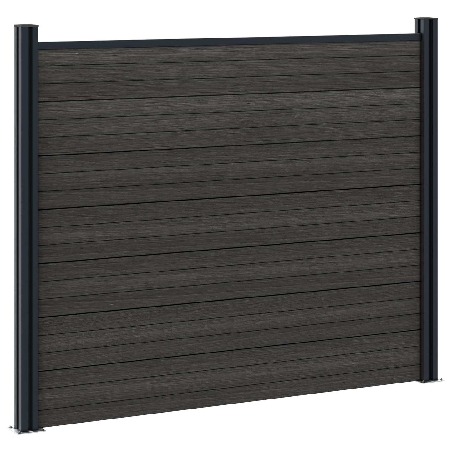 Fence Panel 3 pcs WPC and Aluminium Black
