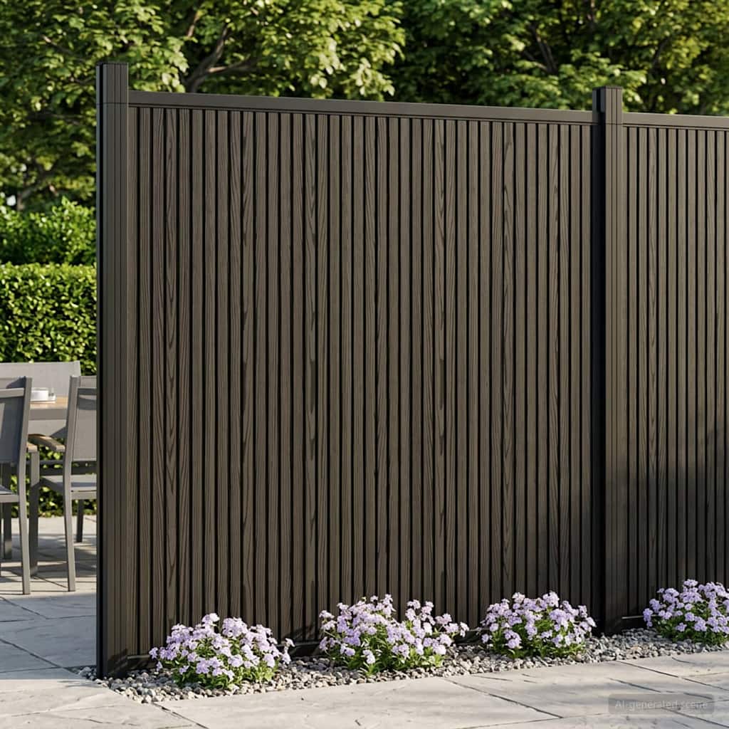 Fence Panel 7 pcs WPC and Aluminium Black