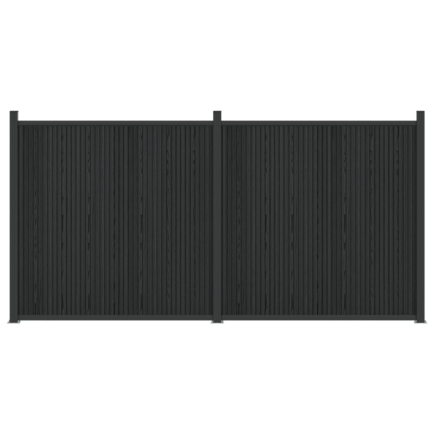 Fence Panel 2 pcs WPC and Aluminium Black