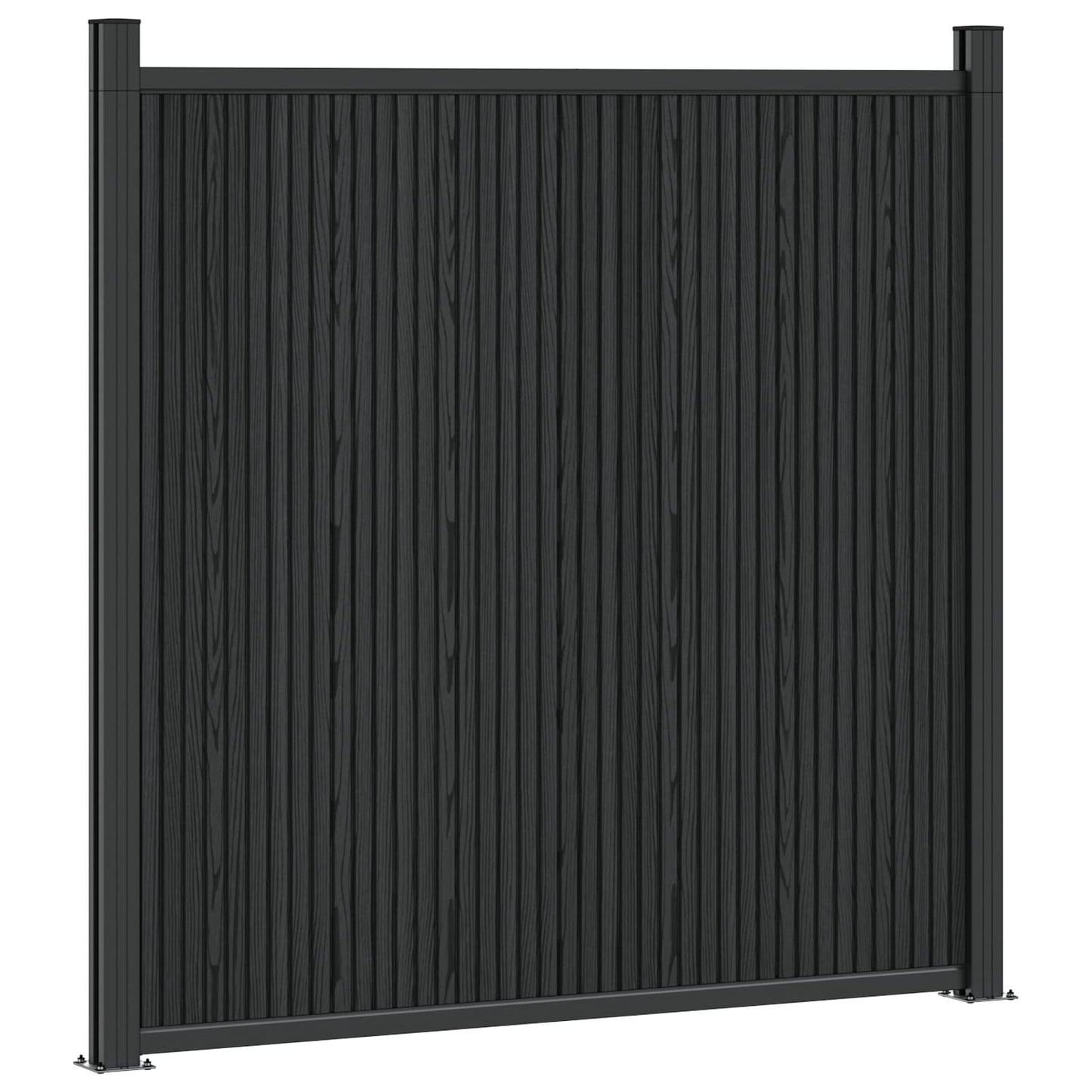 Fence Panel 2 pcs WPC and Aluminium Black