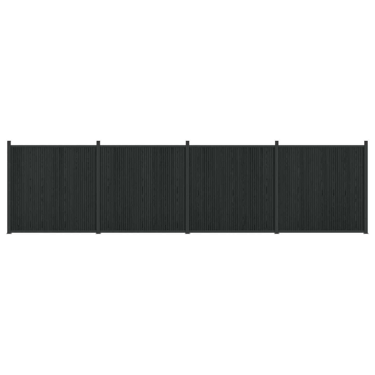 Fence Panel 4 pcs WPC and Aluminium Black