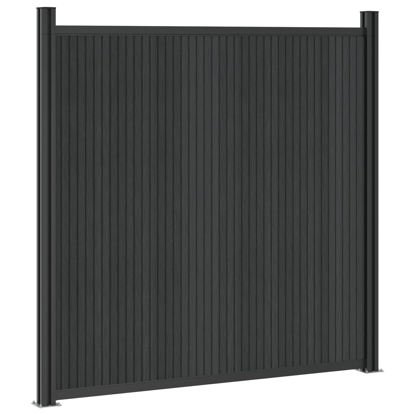 Fence Panel 4 pcs WPC and Aluminium Black