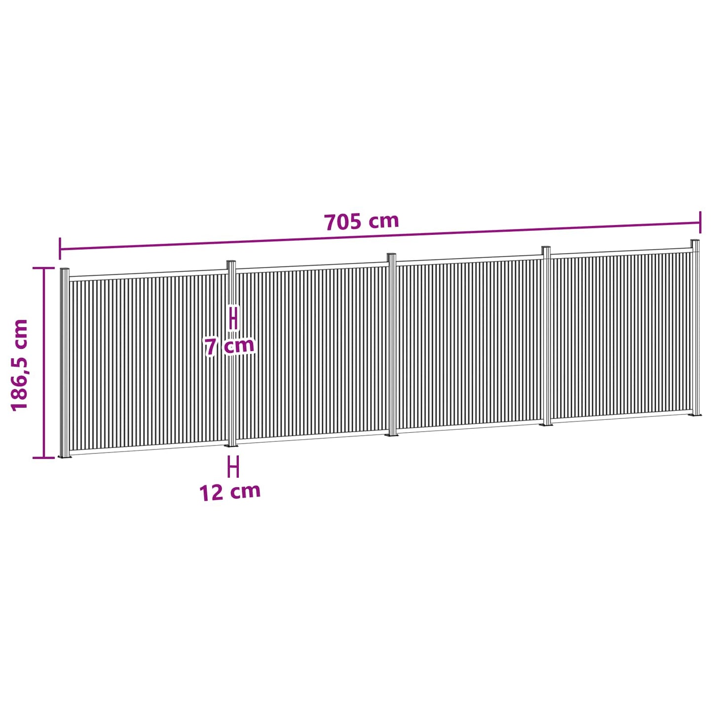 Fence Panel 4 pcs WPC and Aluminium Black