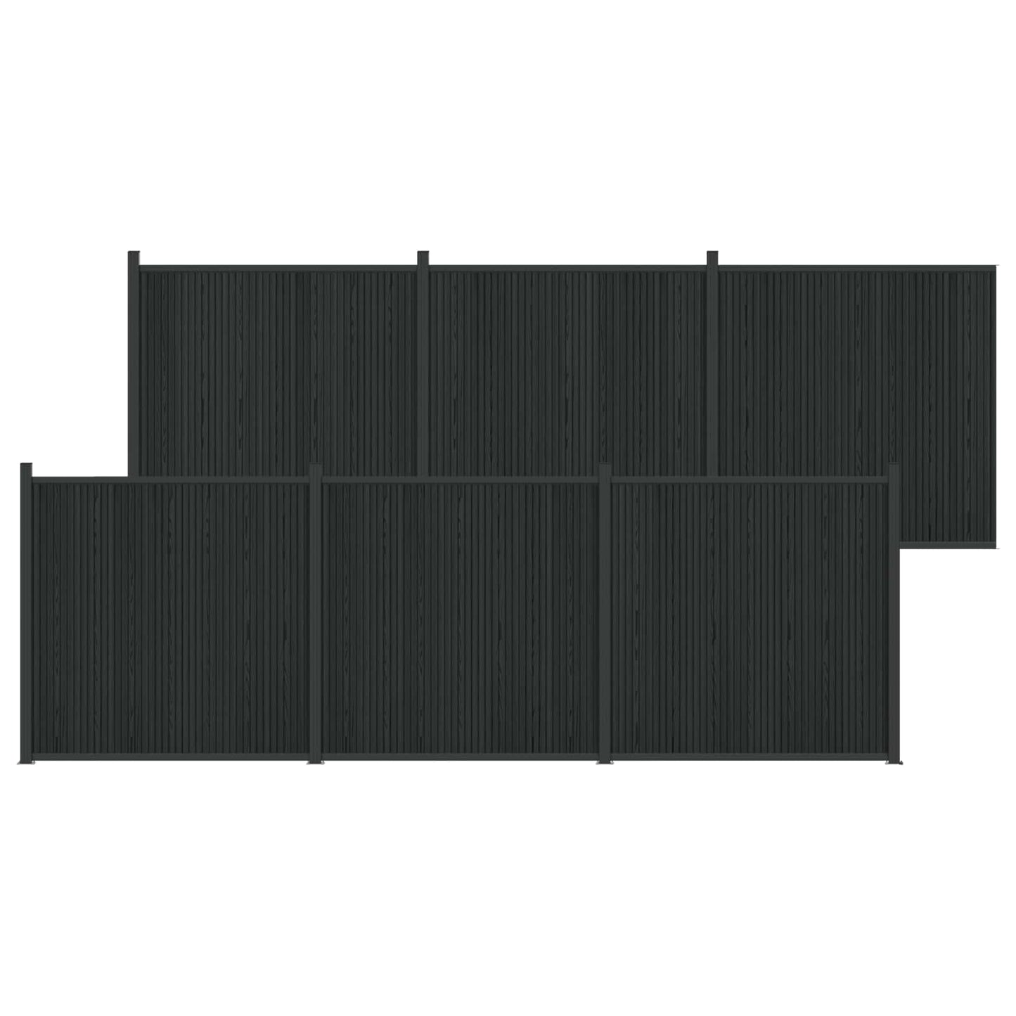 Fence Panel 6 pcs WPC and Aluminium Black