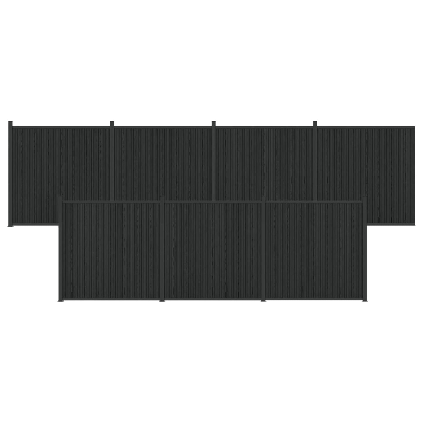Fence Panel 7 pcs WPC and Aluminium Black