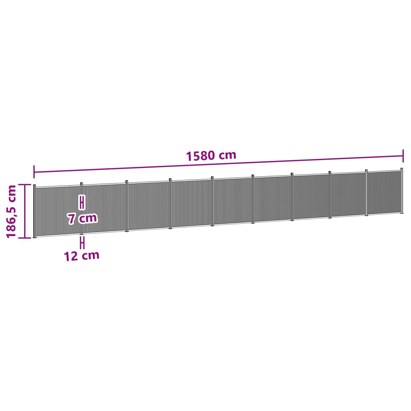 Fence Panel 9 pcs WPC and Aluminium Black
