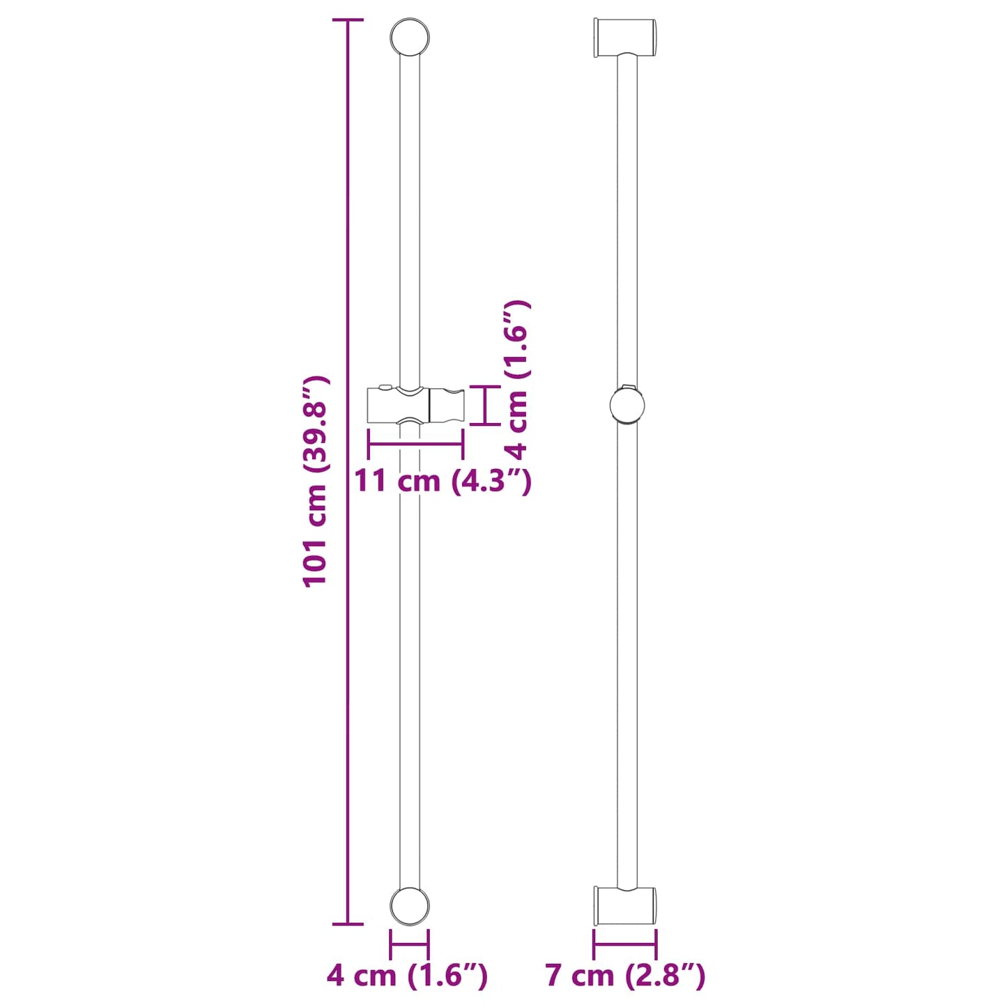 Shower Head Holder Chrome 101 cm Stainless Steel