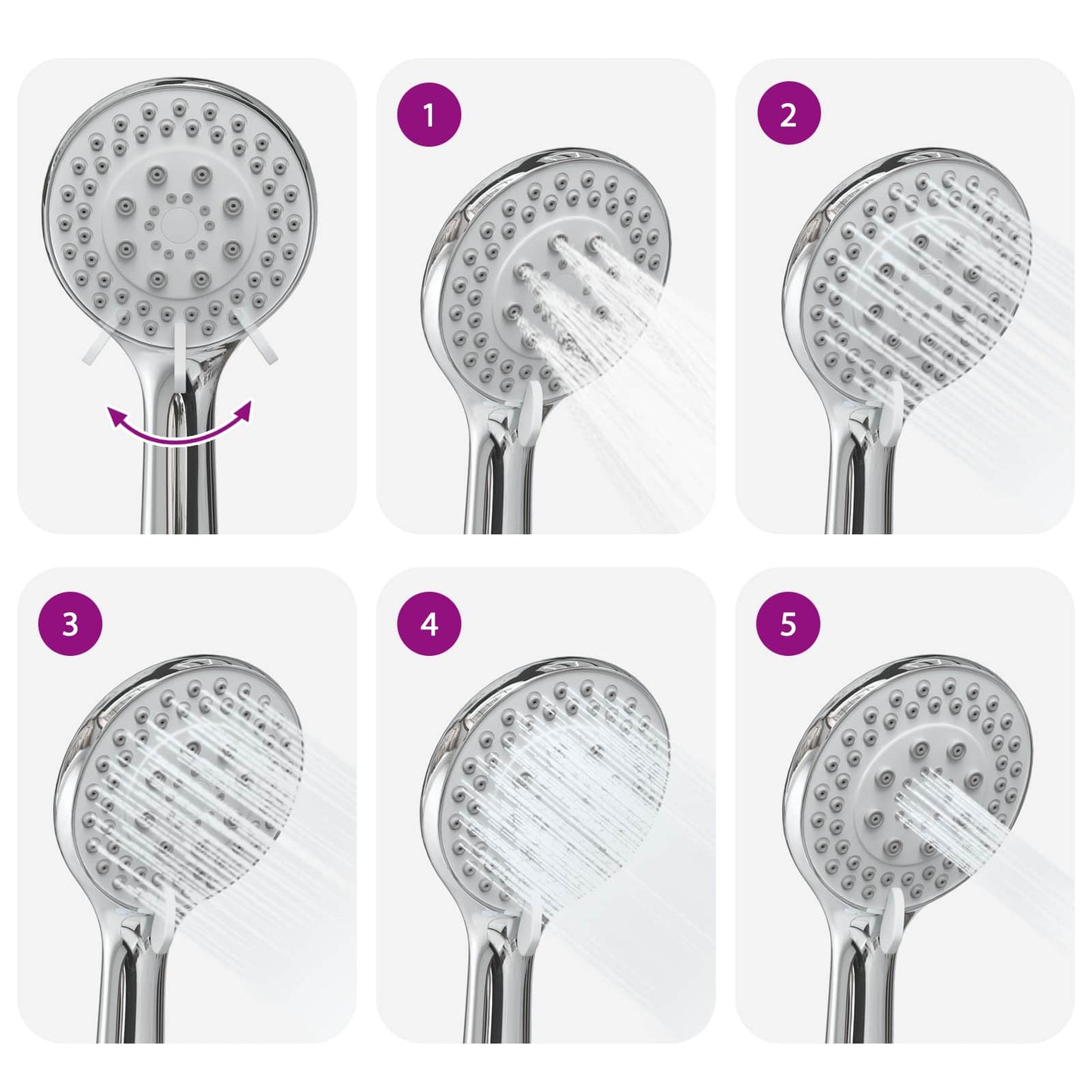 Shower Head Set Chrome 150 cm Stainless Steel