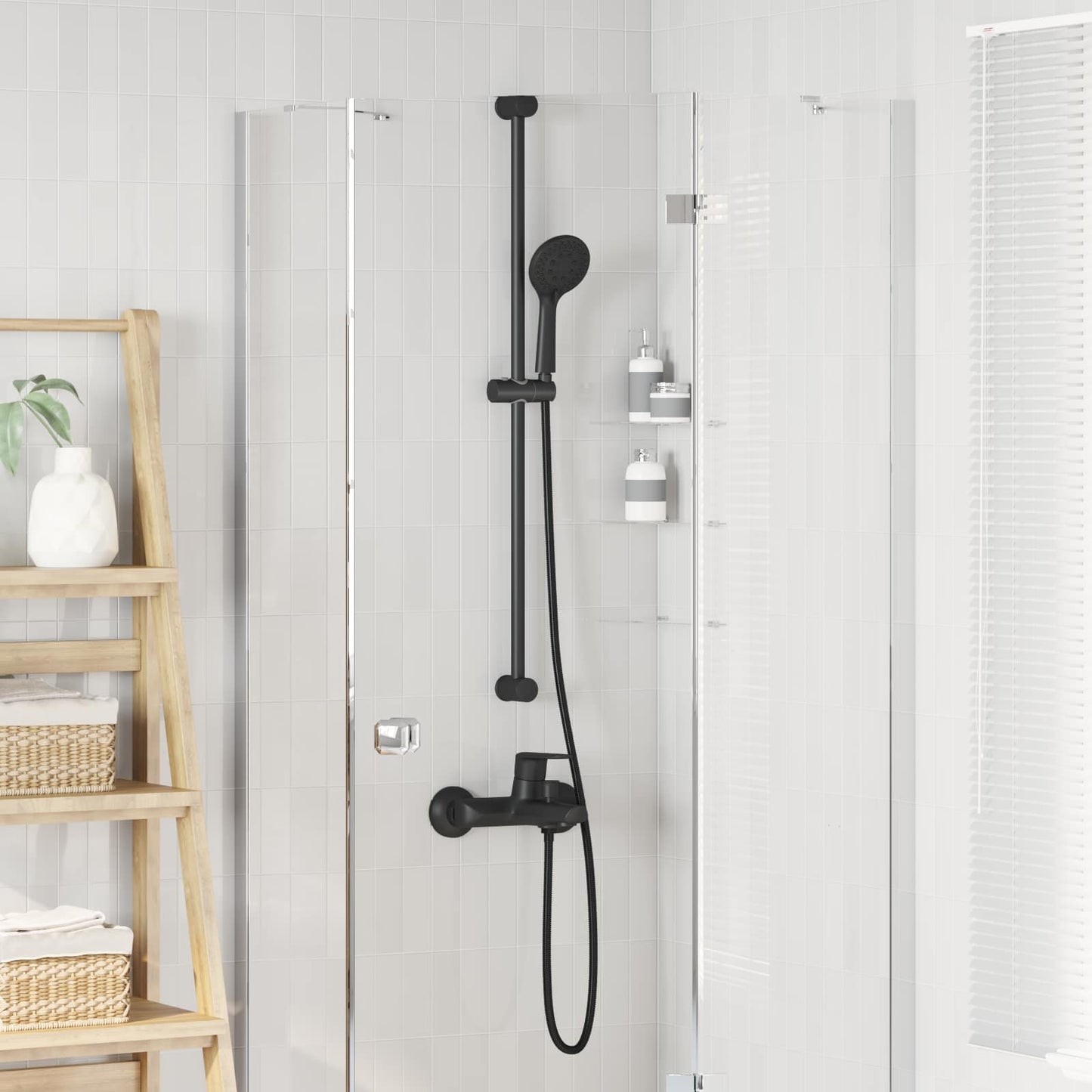 Shower Head Set Black 150 cm Stainless Steel