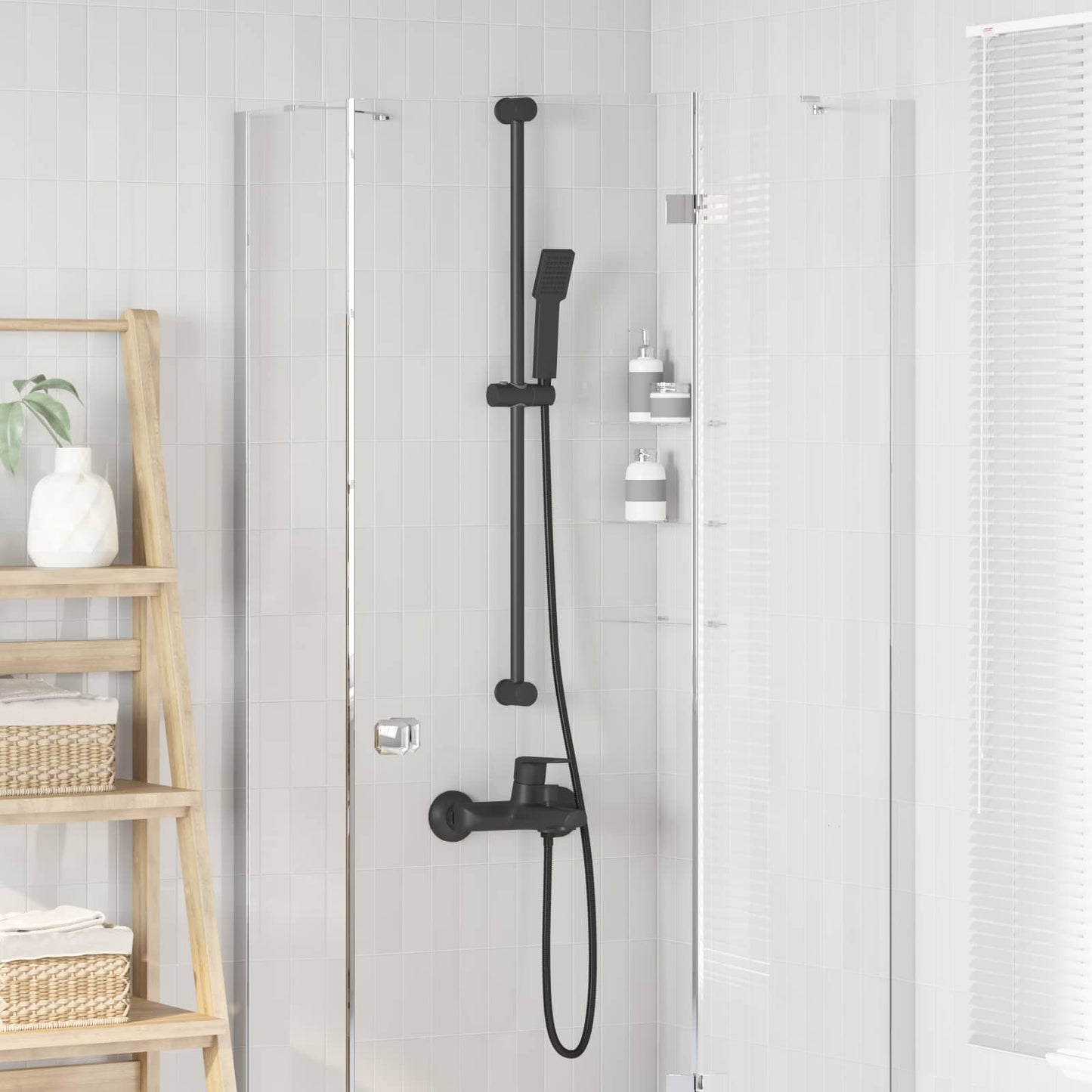 Shower Head Set Black 150 cm Stainless Steel