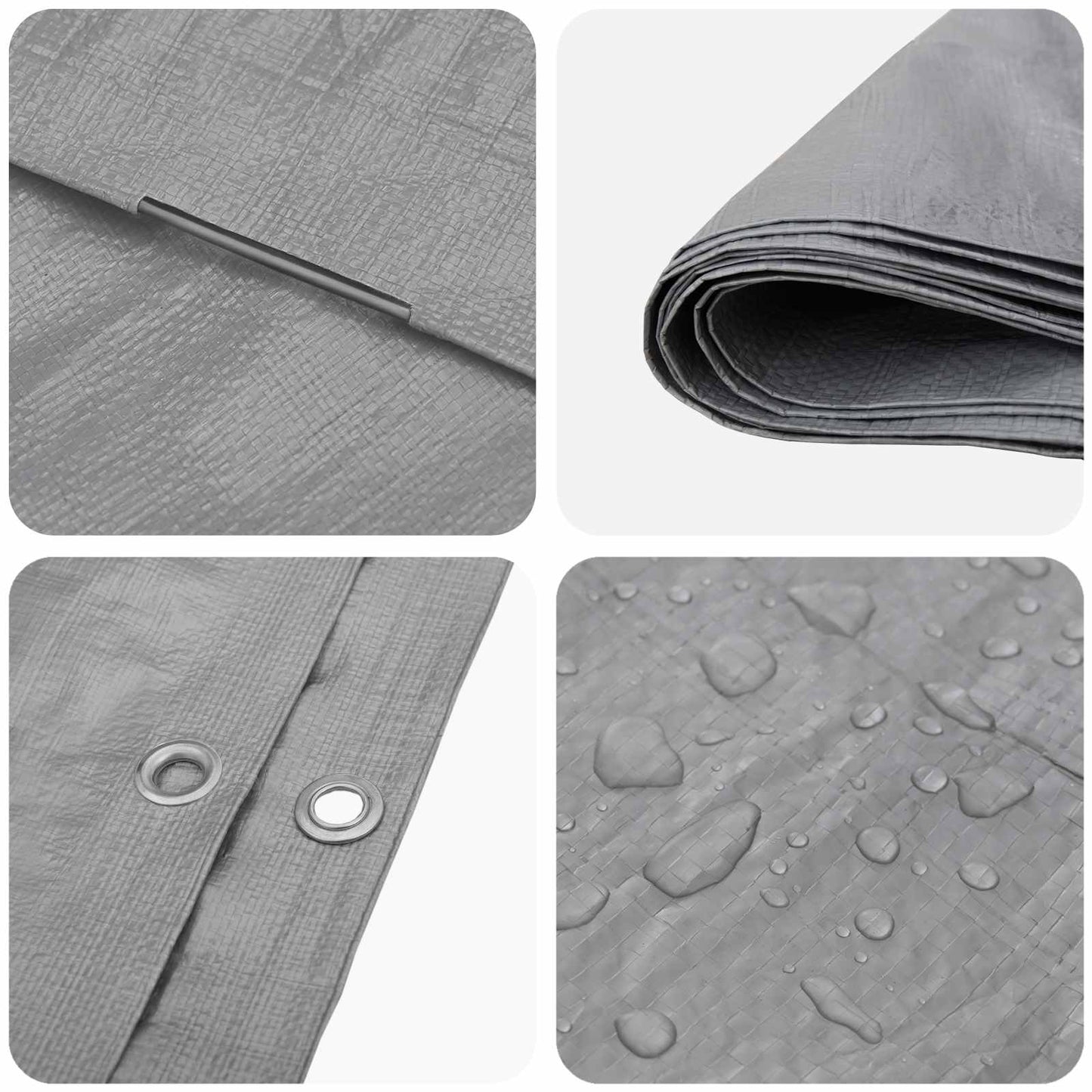 Tarpaulin with Eyelets Light Grey 6 x 8 m 90 gsm PE