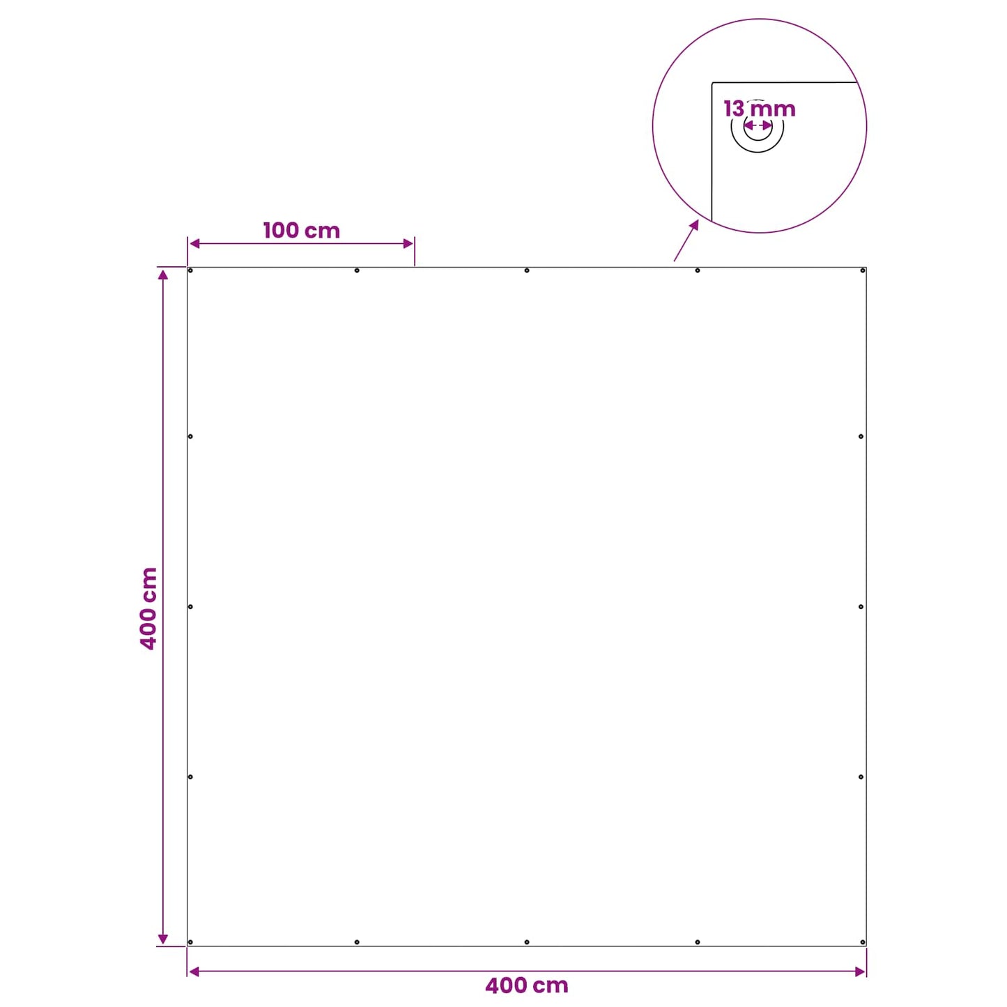 Tarpaulin with Eyelets White 4 x 4 m 180 gsm PE