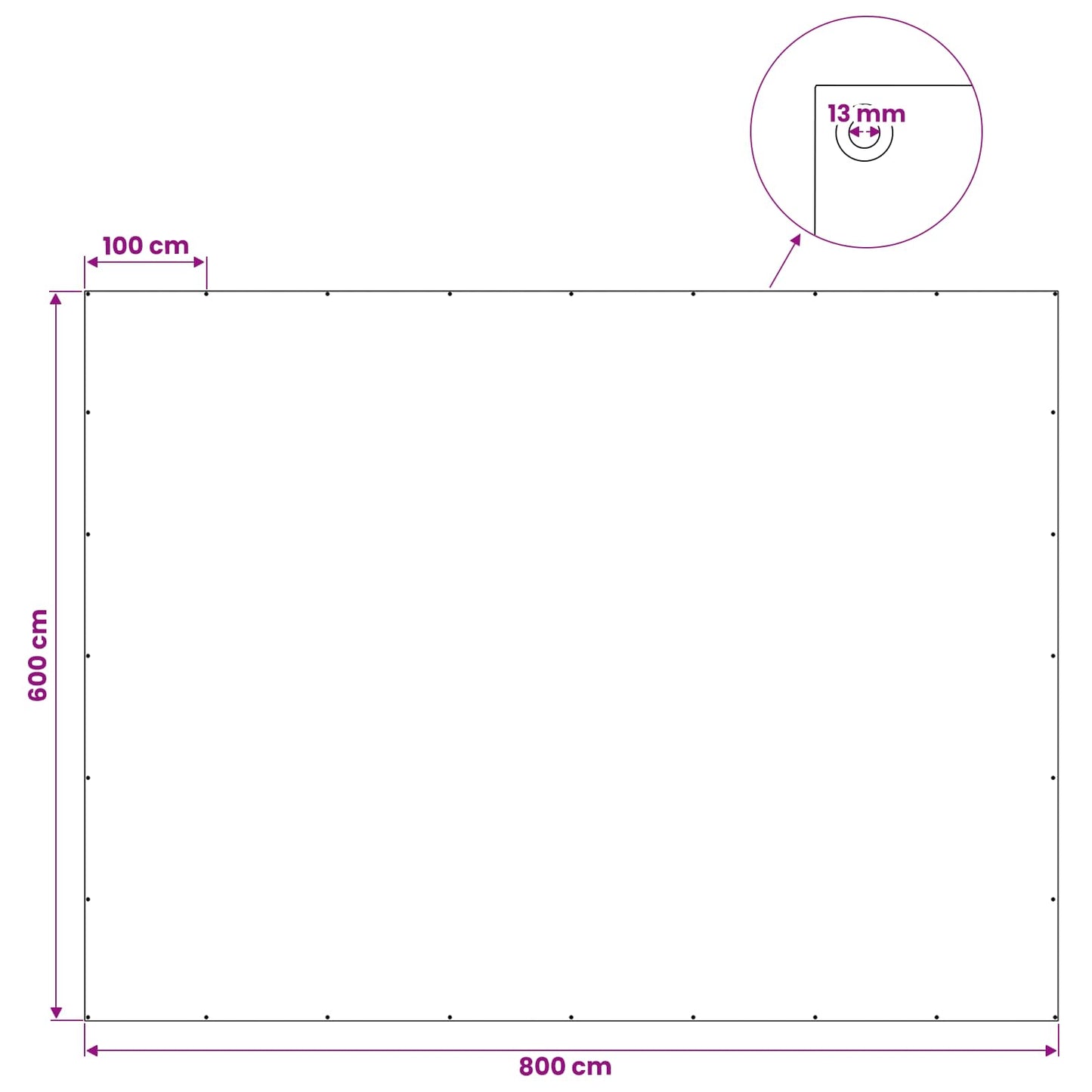 Tarpaulin with Eyelets White 6 x 8 m 180 gsm PE