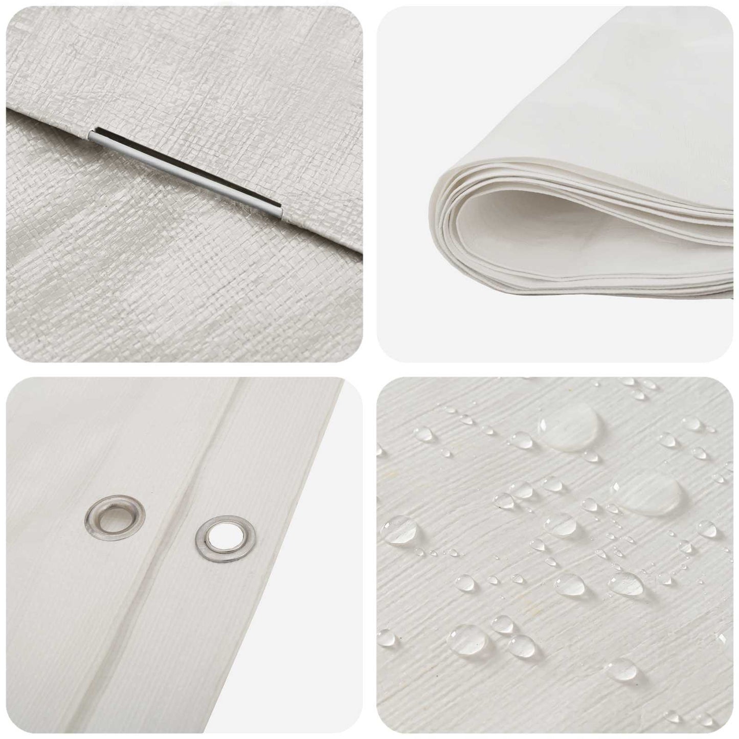 Tarpaulin with Eyelets White 6 x 12 m 260 gsm PE