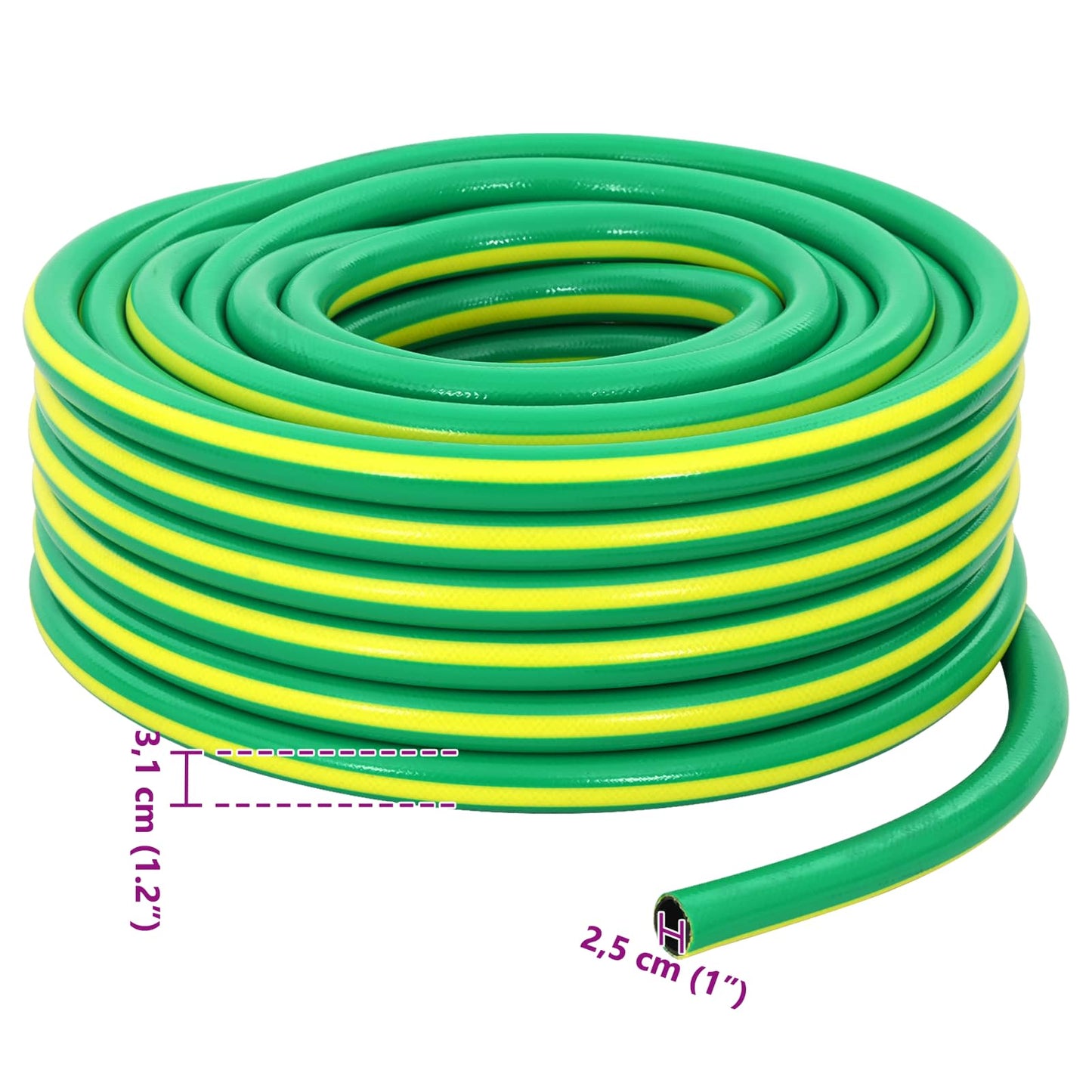 Garden Hose 5-Ply Green and Yellow 1" 50 m PVC