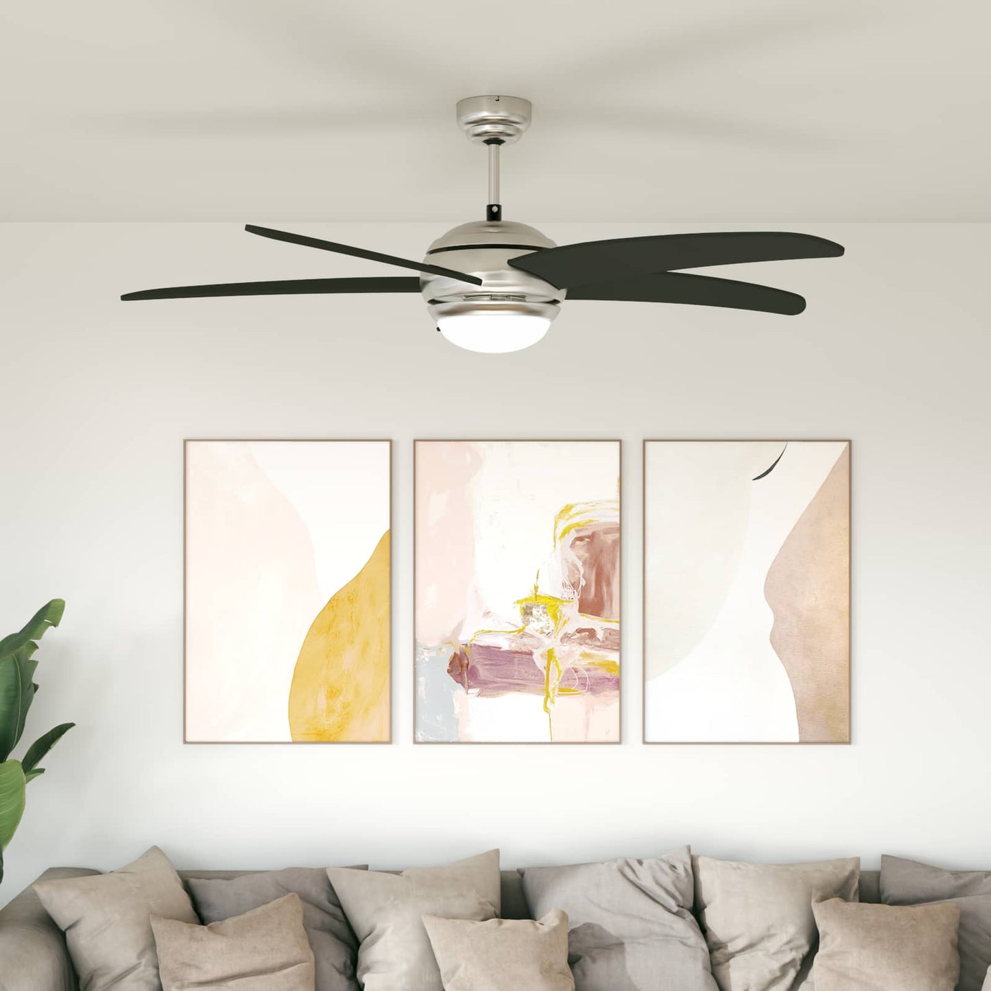 Ceiling Fan with Light and Remote Control Ø 130 cm Black