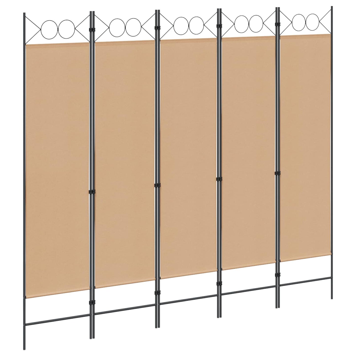 5-Panel Room Divider Beige 200 x 180 cm Fabric