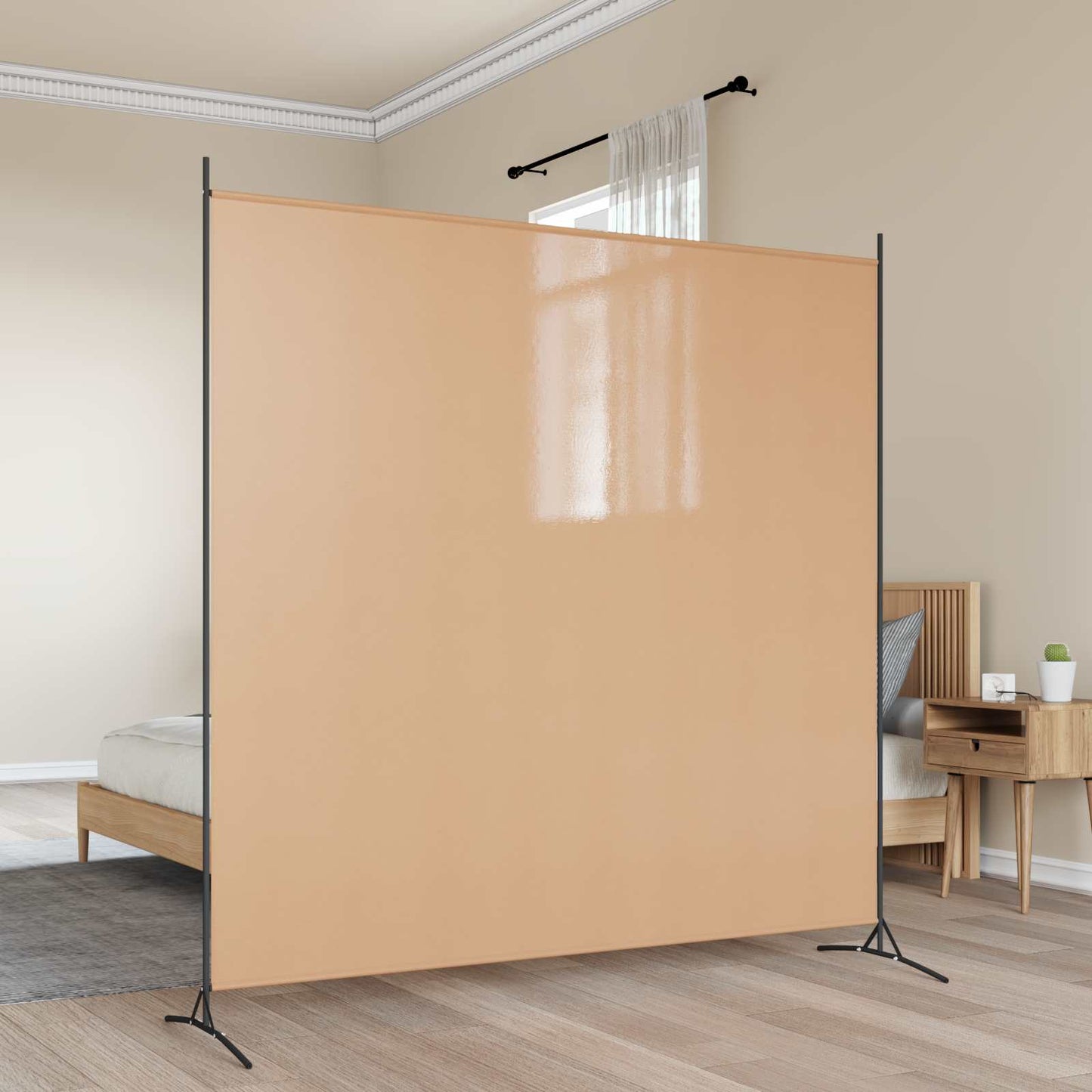 Single Panel Room Divider Beige 175 x 180 cm Fabric