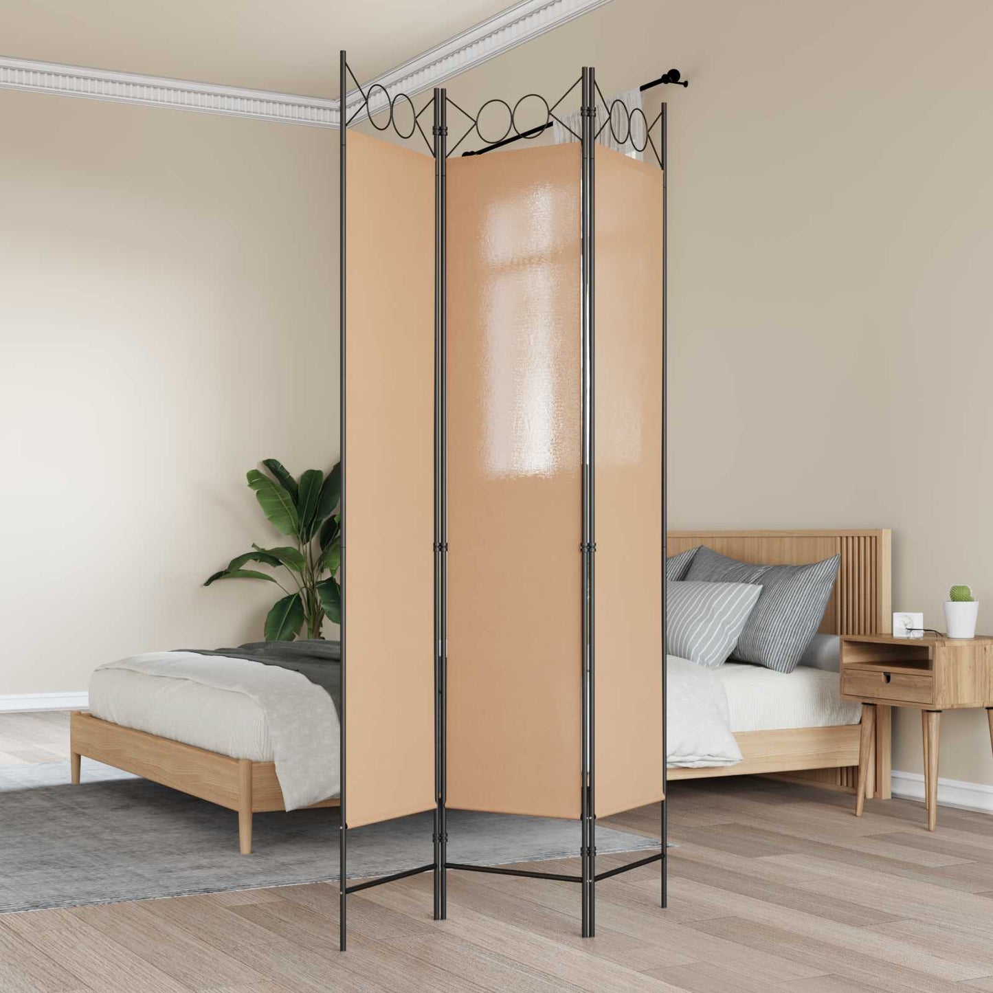 Room Divider Beige 120 x 200 cm Fabric