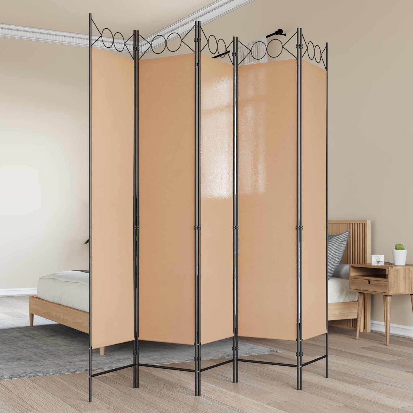 Room Divider Beige 200 x 200 cm Fabric