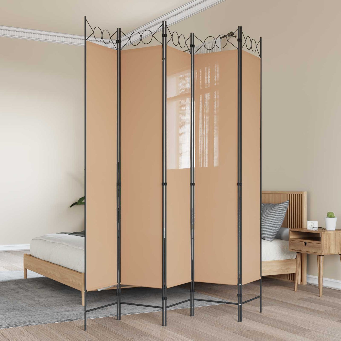 Room Divider Beige 200 x 220 cm Fabric