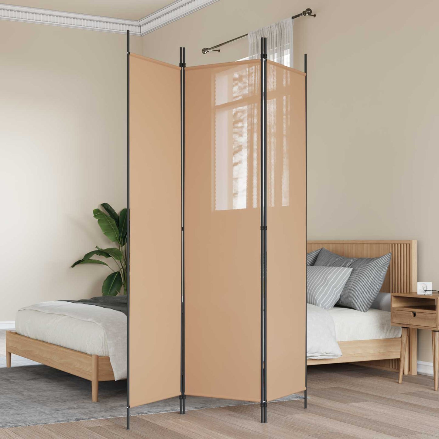 Room Divider Beige 150 x 200 cm Fabric