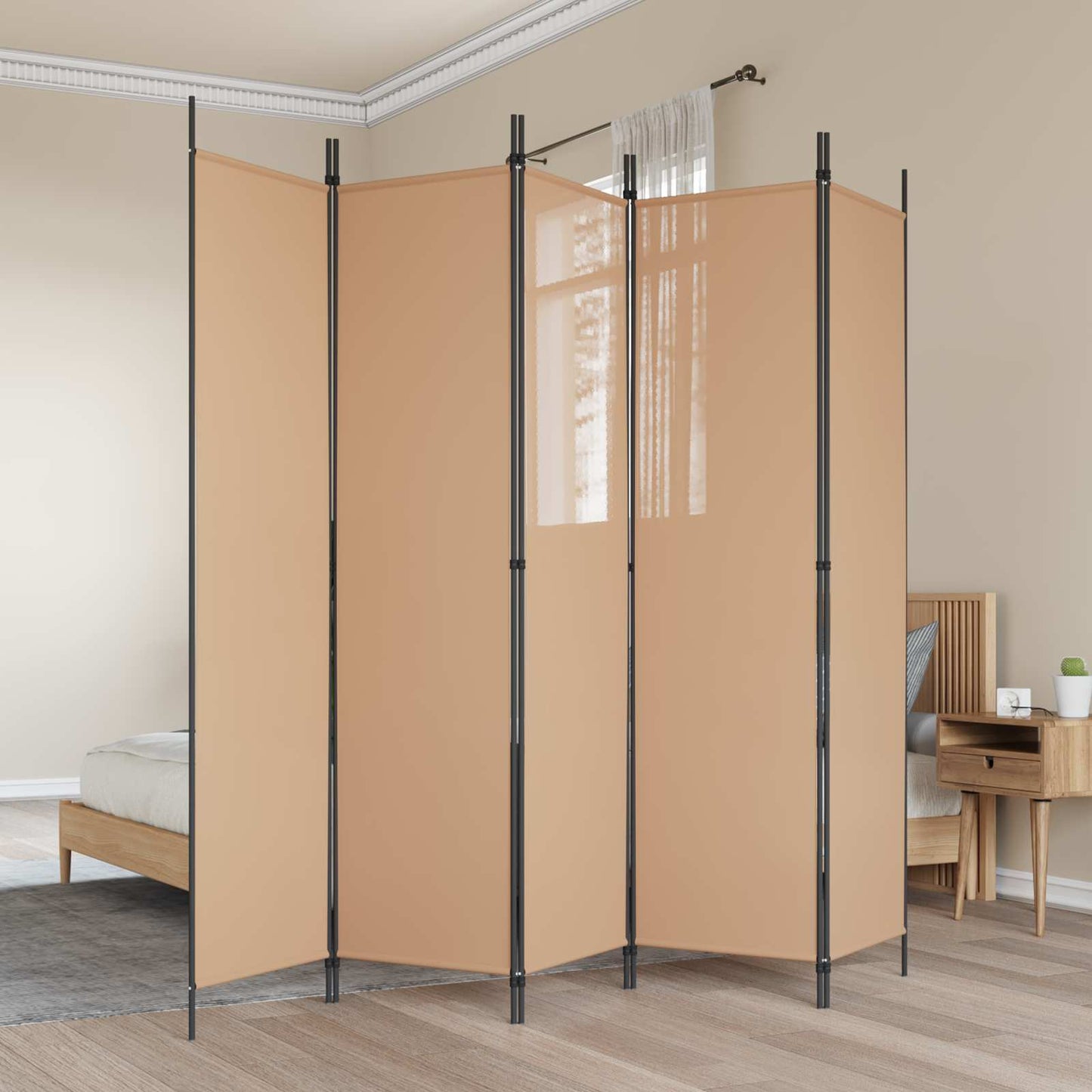 Room Divider Beige 250 x 200 cm Fabric