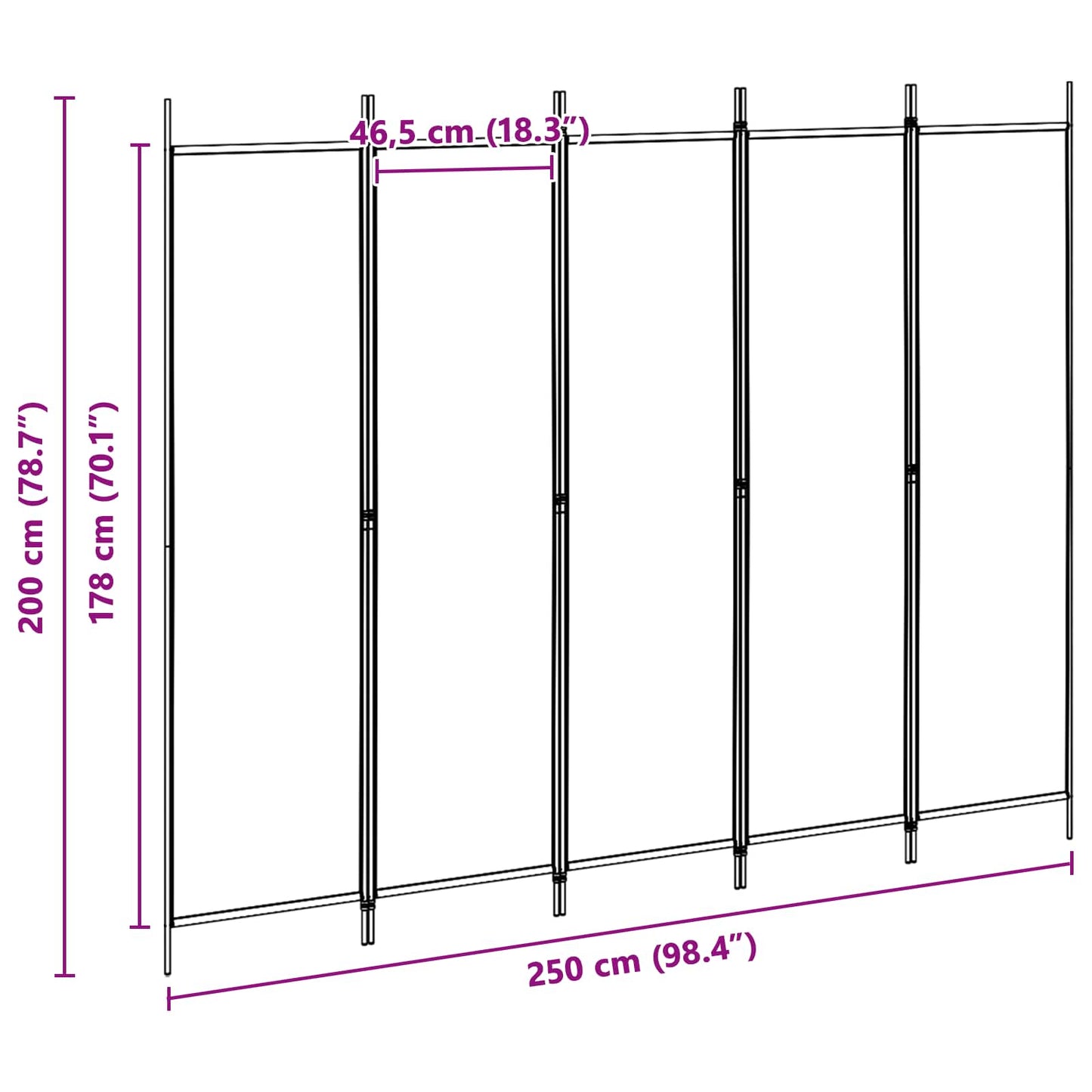 Room Divider Beige 250 x 200 cm Fabric