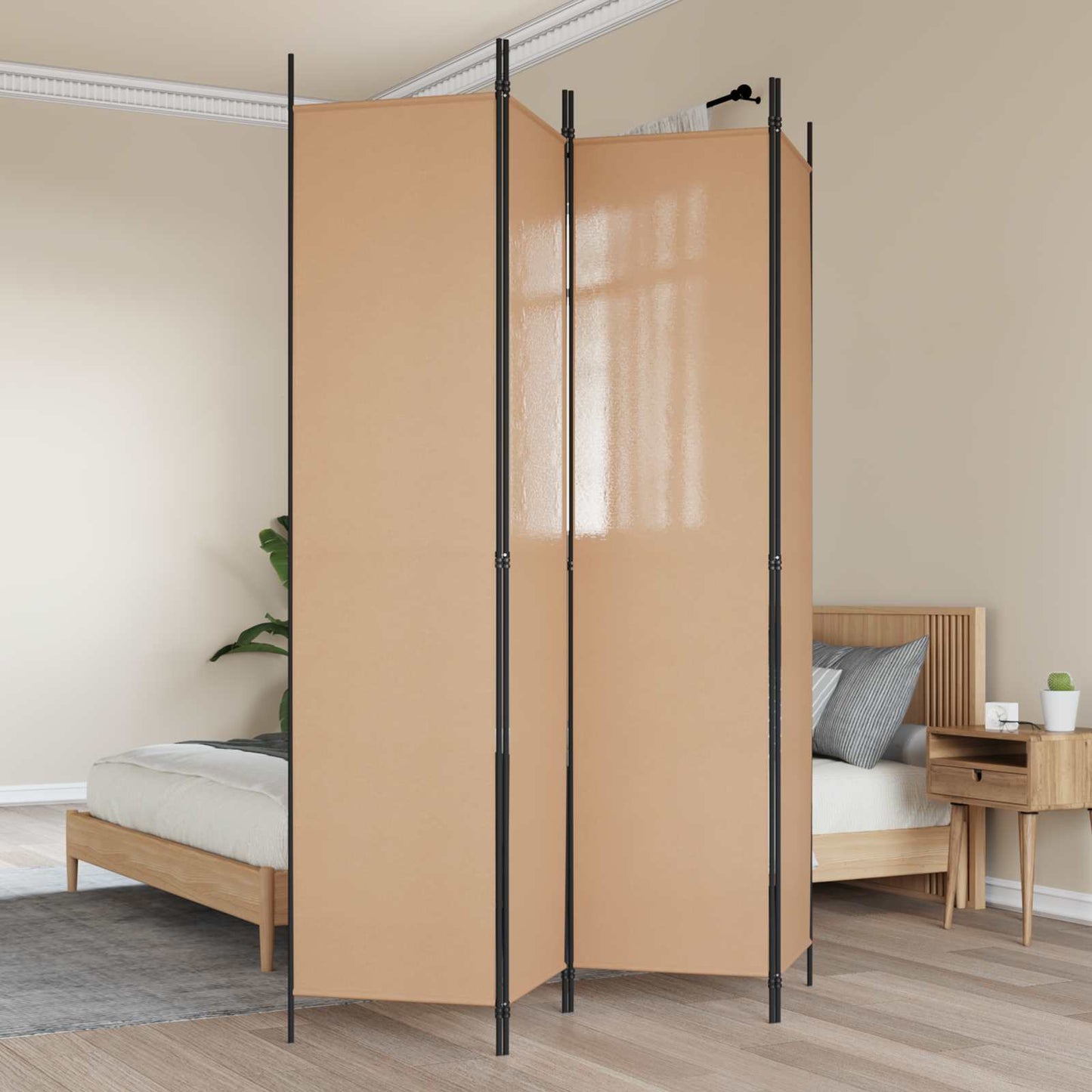 Room Divider Beige 200 x 220 cm Fabric