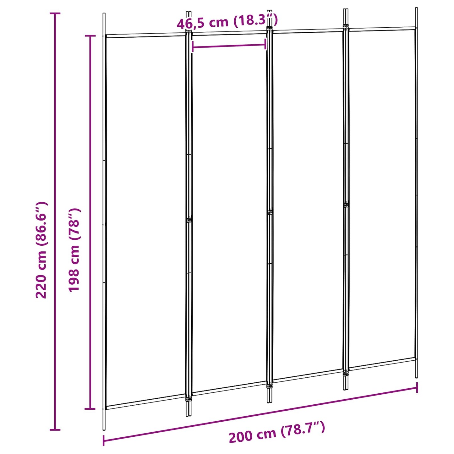 Room Divider Beige 200 x 220 cm Fabric