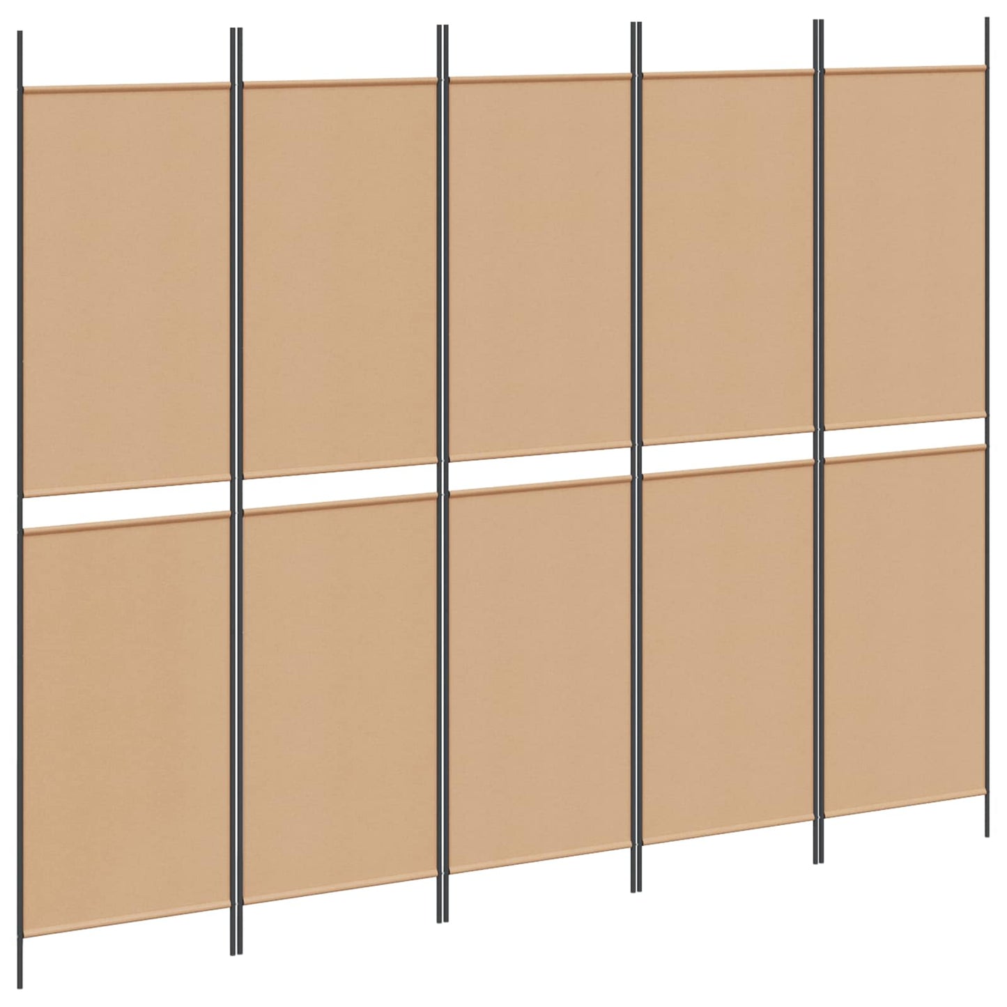 5-Panel Room Divider Beige 250 x 200 cm Fabric