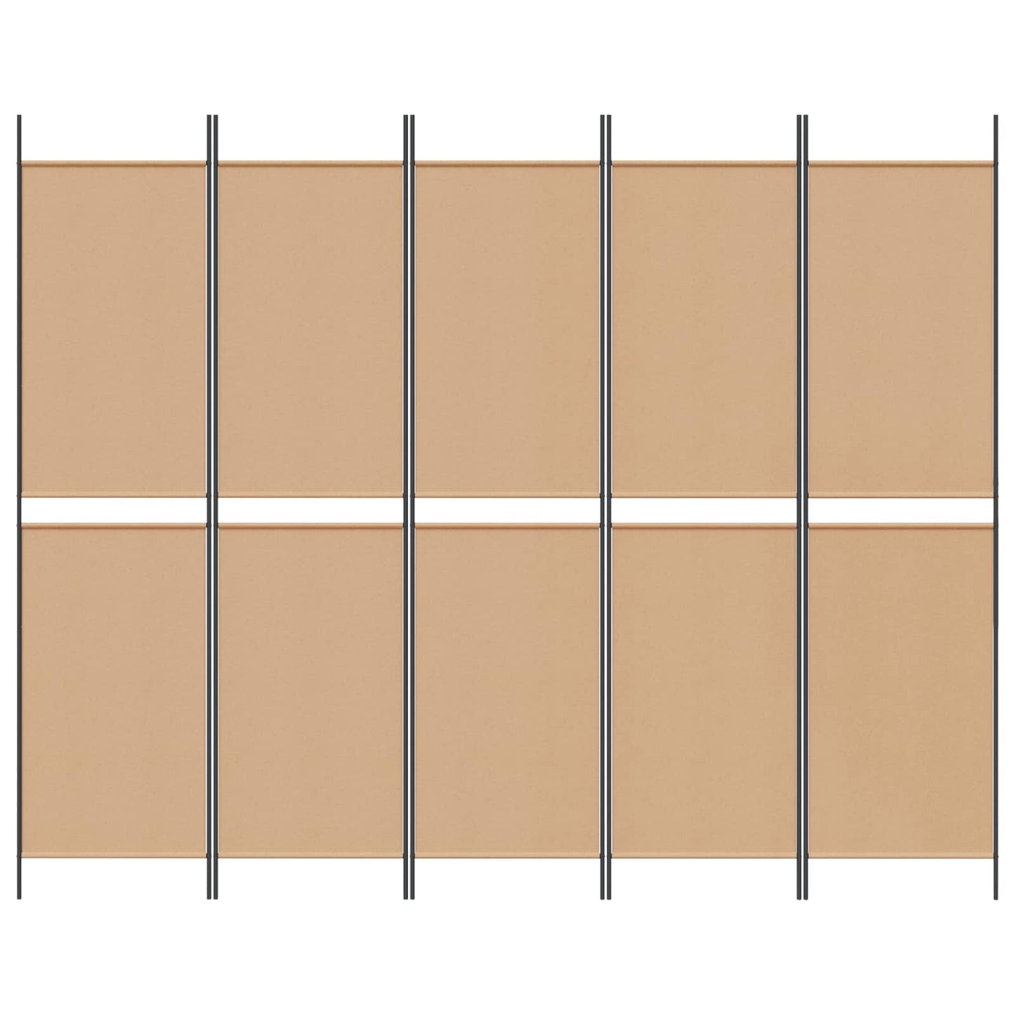 5-Panel Room Divider Beige 250 x 200 cm Fabric
