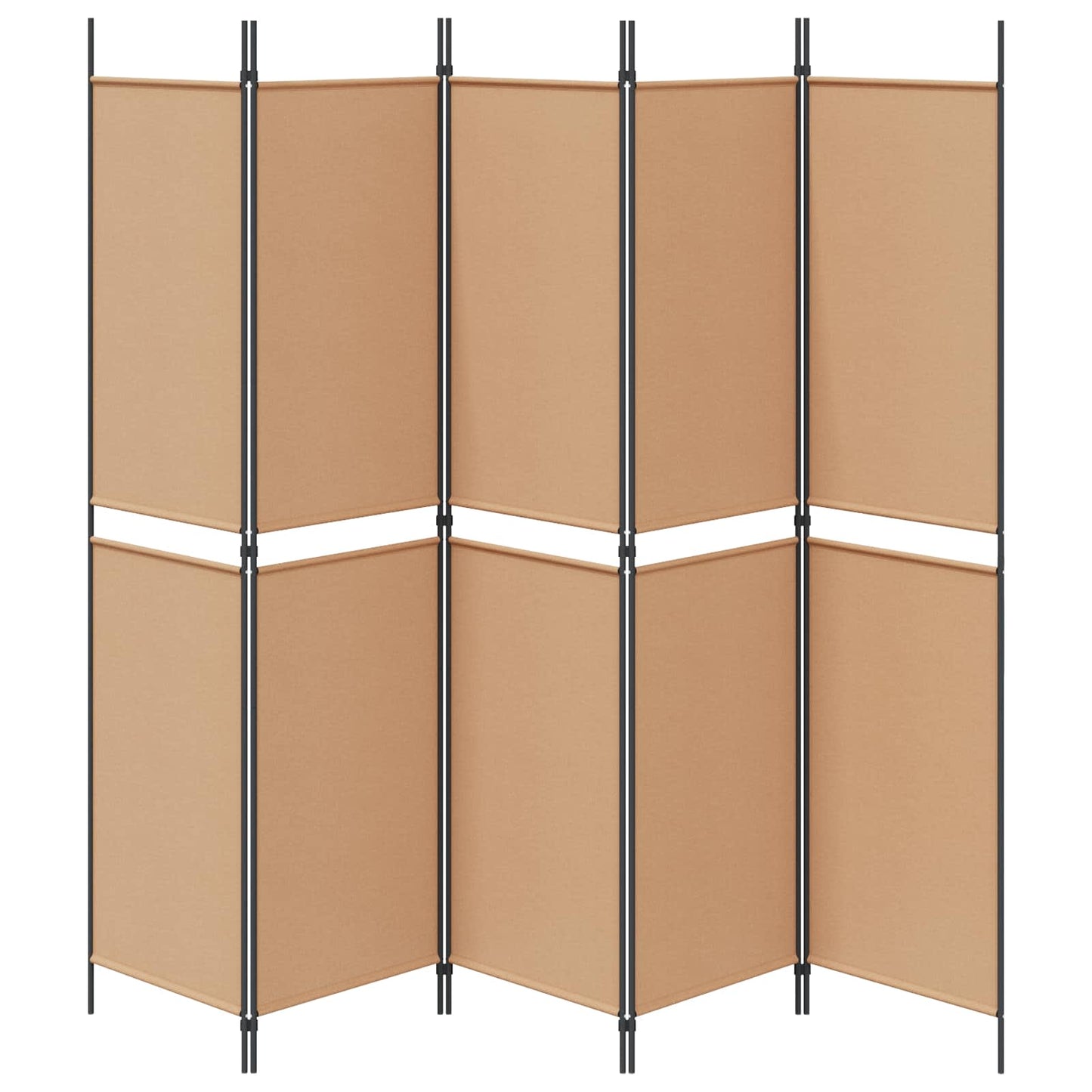 5-Panel Room Divider Beige 250 x 200 cm Fabric