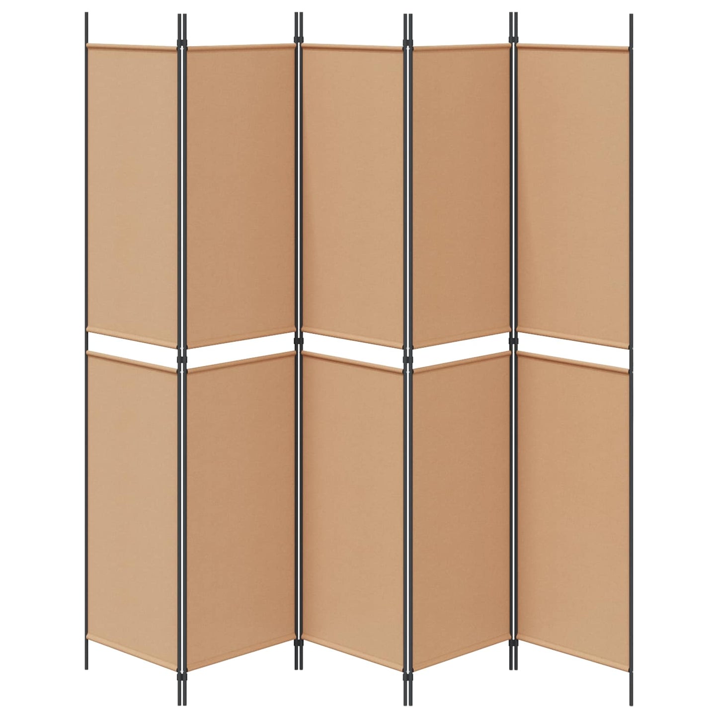 5-Panel Room Divider Beige 250 x 220 cm Fabric