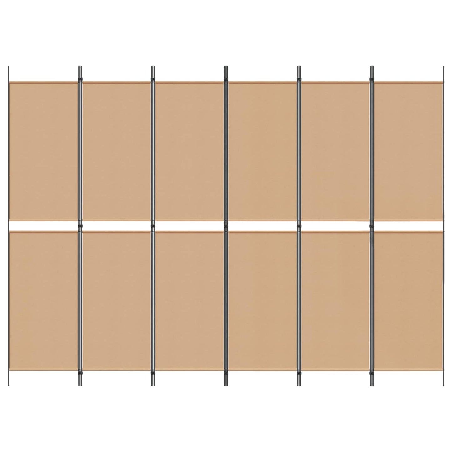 6-Panel Room Divider Beige 300 x 220 cm Fabric
