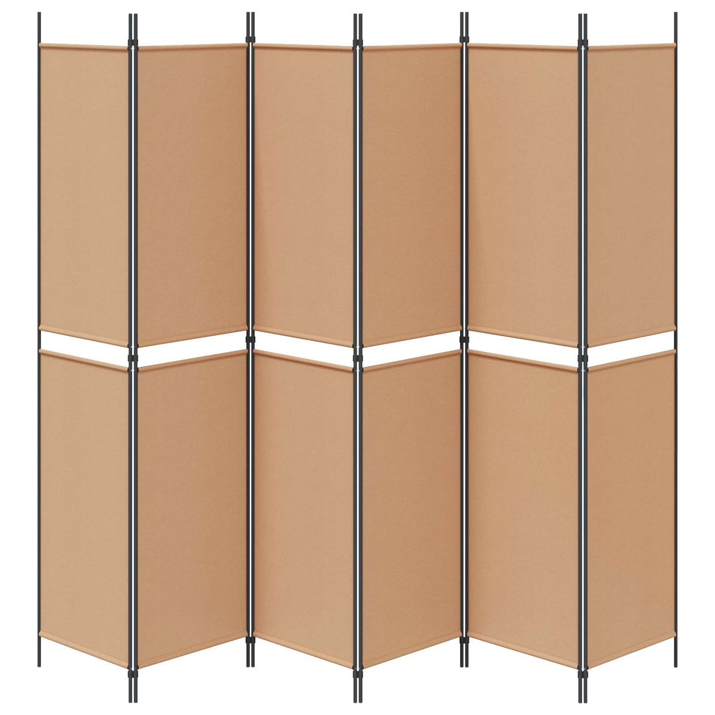 6-Panel Room Divider Beige 300 x 220 cm Fabric