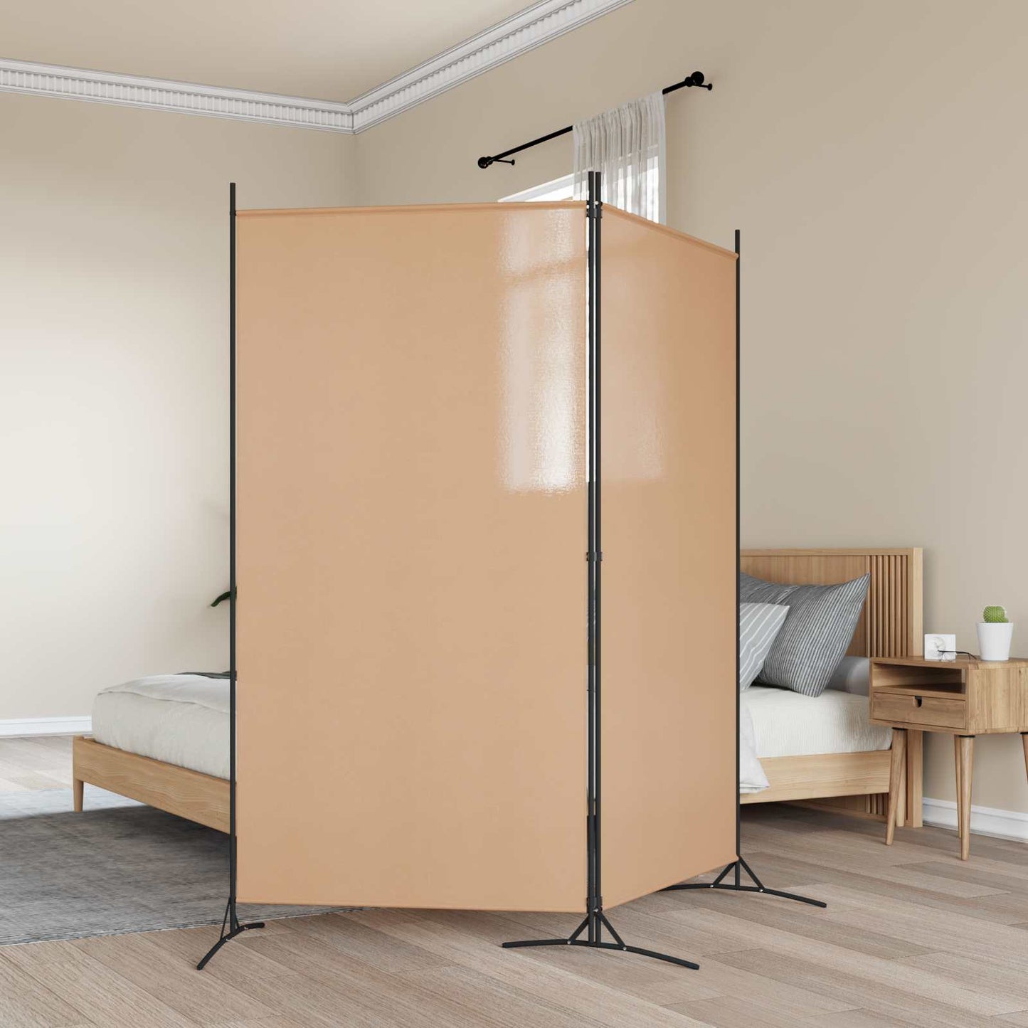 2-Panel Room Divider Beige 175 x 180 cm Fabric