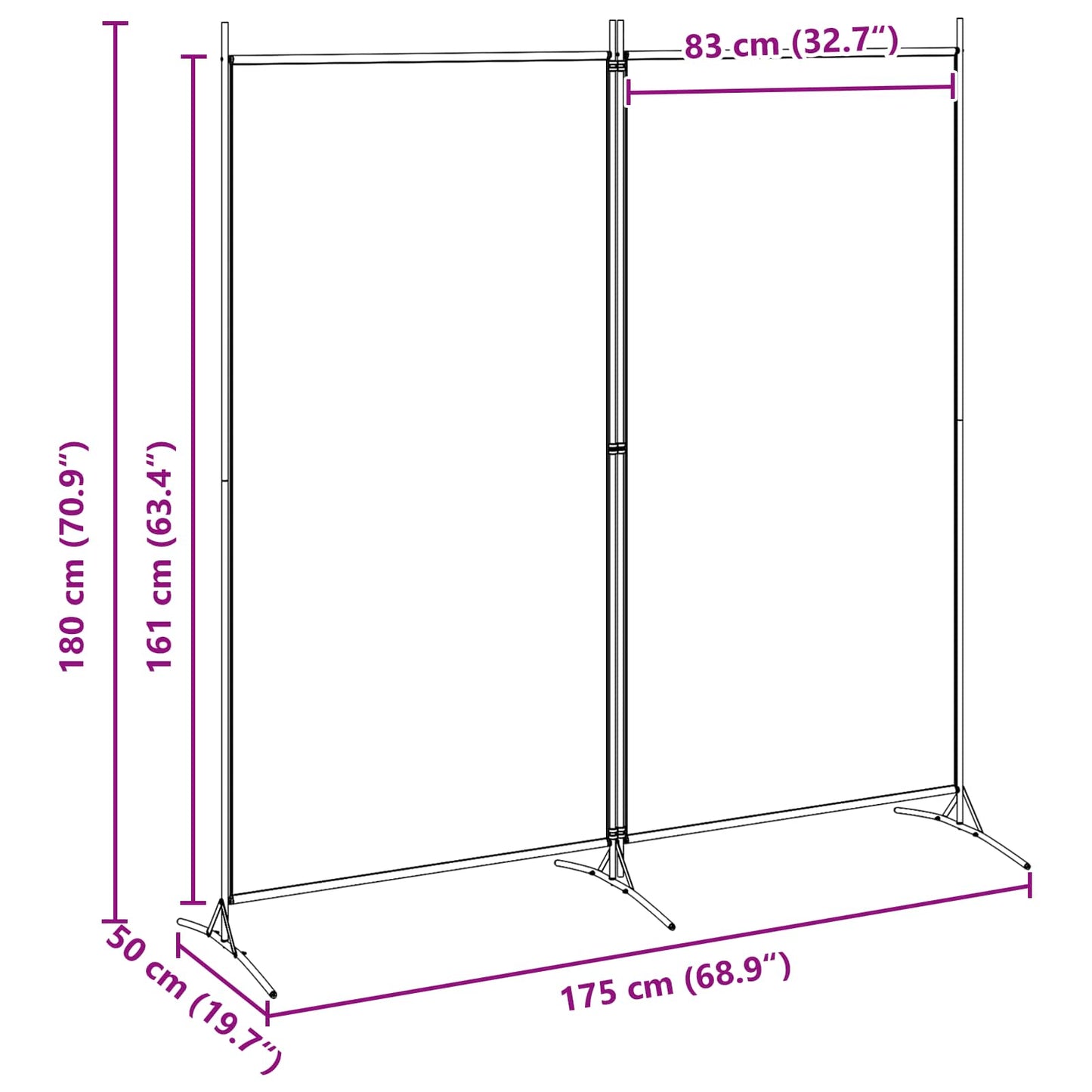 2-Panel Room Divider Beige 175 x 180 cm Fabric