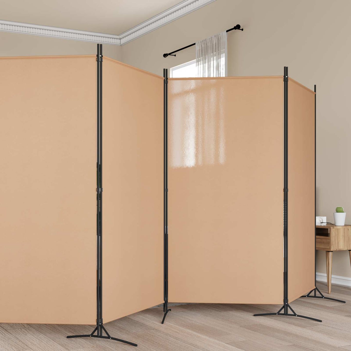 6-Panel Room Divider Beige 520 x 180 cm Fabric