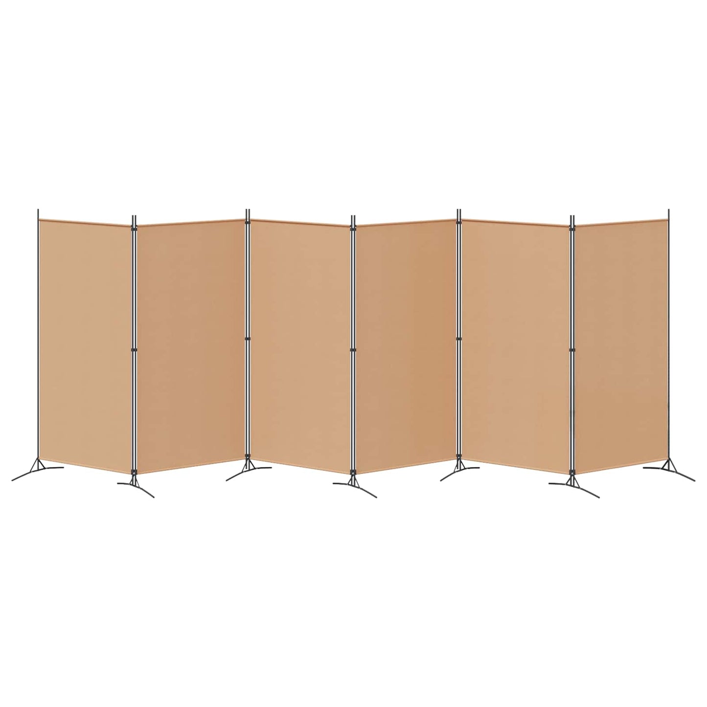6-Panel Room Divider Beige 520 x 180 cm Fabric