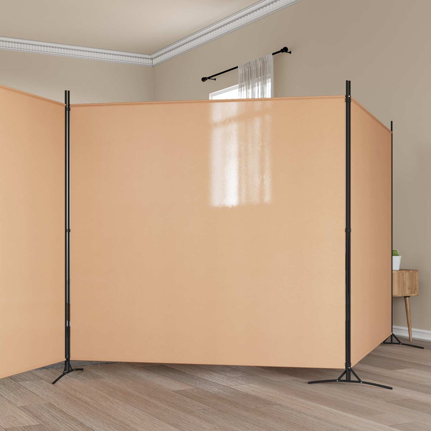 4-Panel Room Divider Beige 698 x 180 cm Fabric