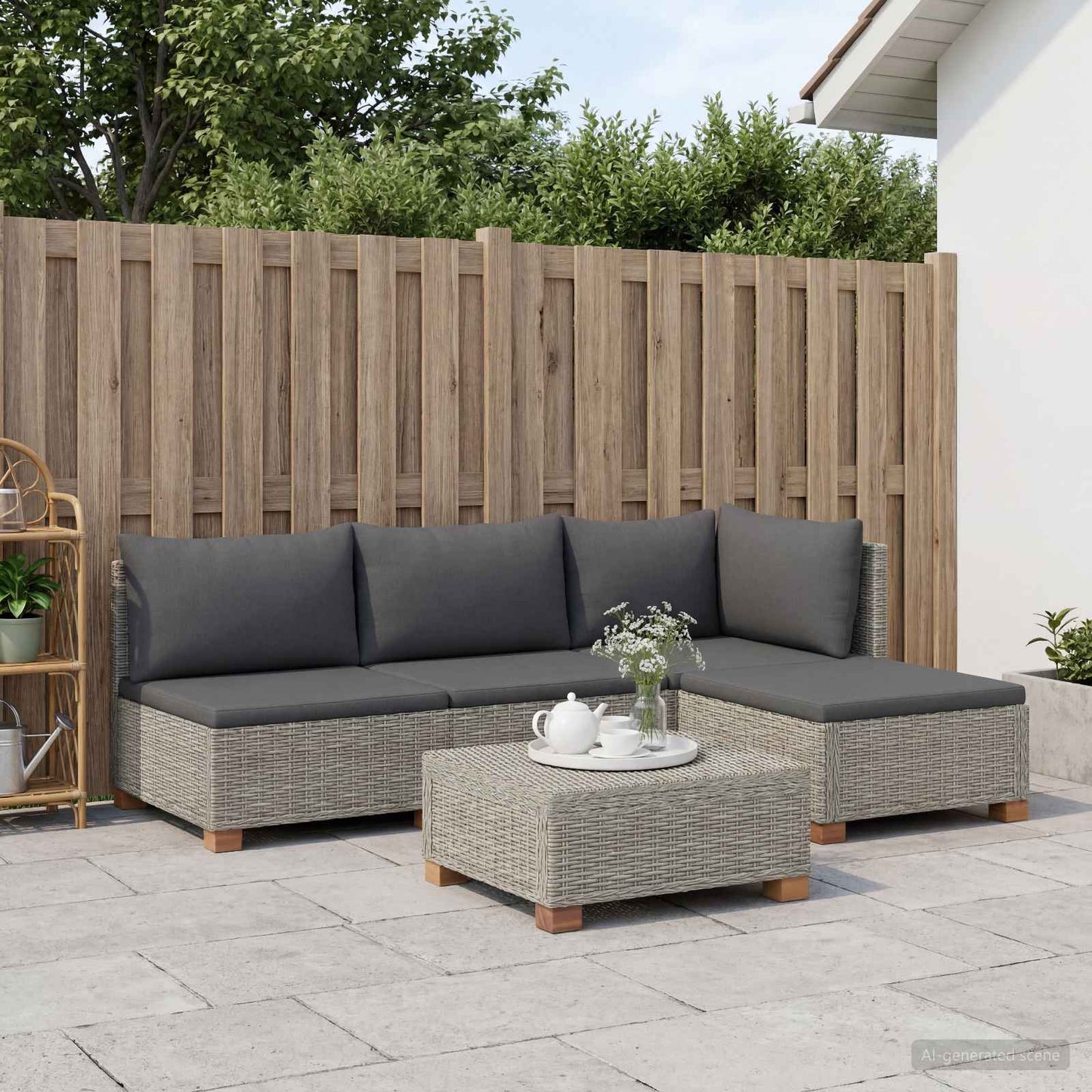 5 pcs Rattan Lounge Set with Cushions GENDT Natural Rattan